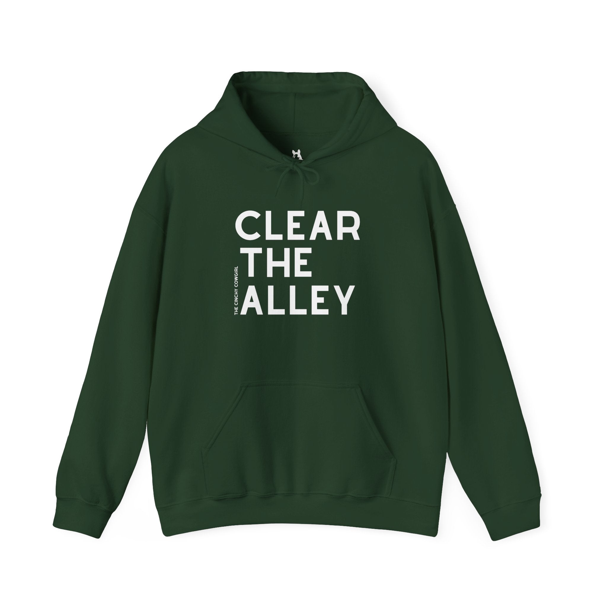 Clear The Alley Hoodie Graphic Hoodie The Cinchy Cowgirl - Print Forest Green S