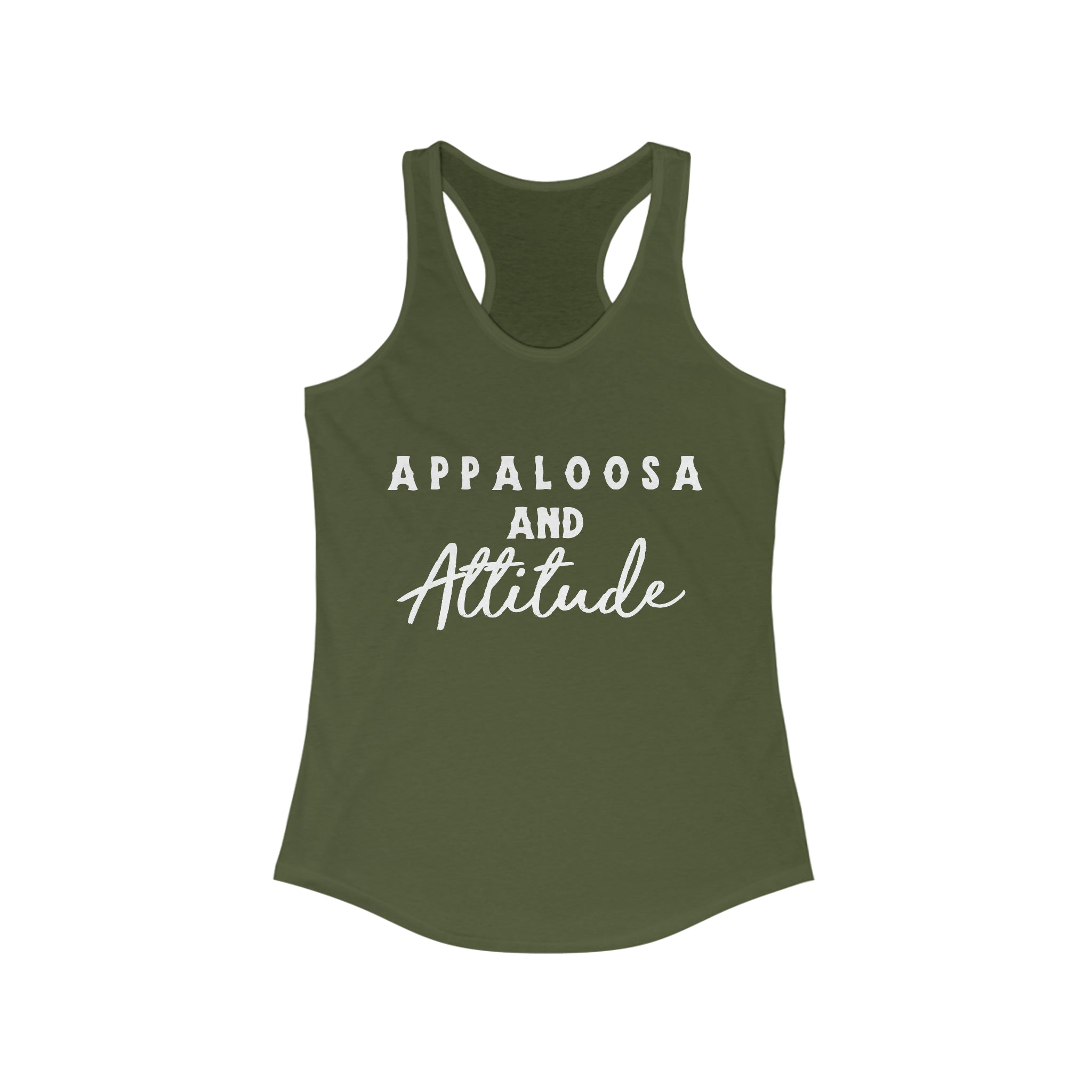 Appaloosa & Attitude Racerback Tank Horse Color Shirt Printify XS Solid Military Green
