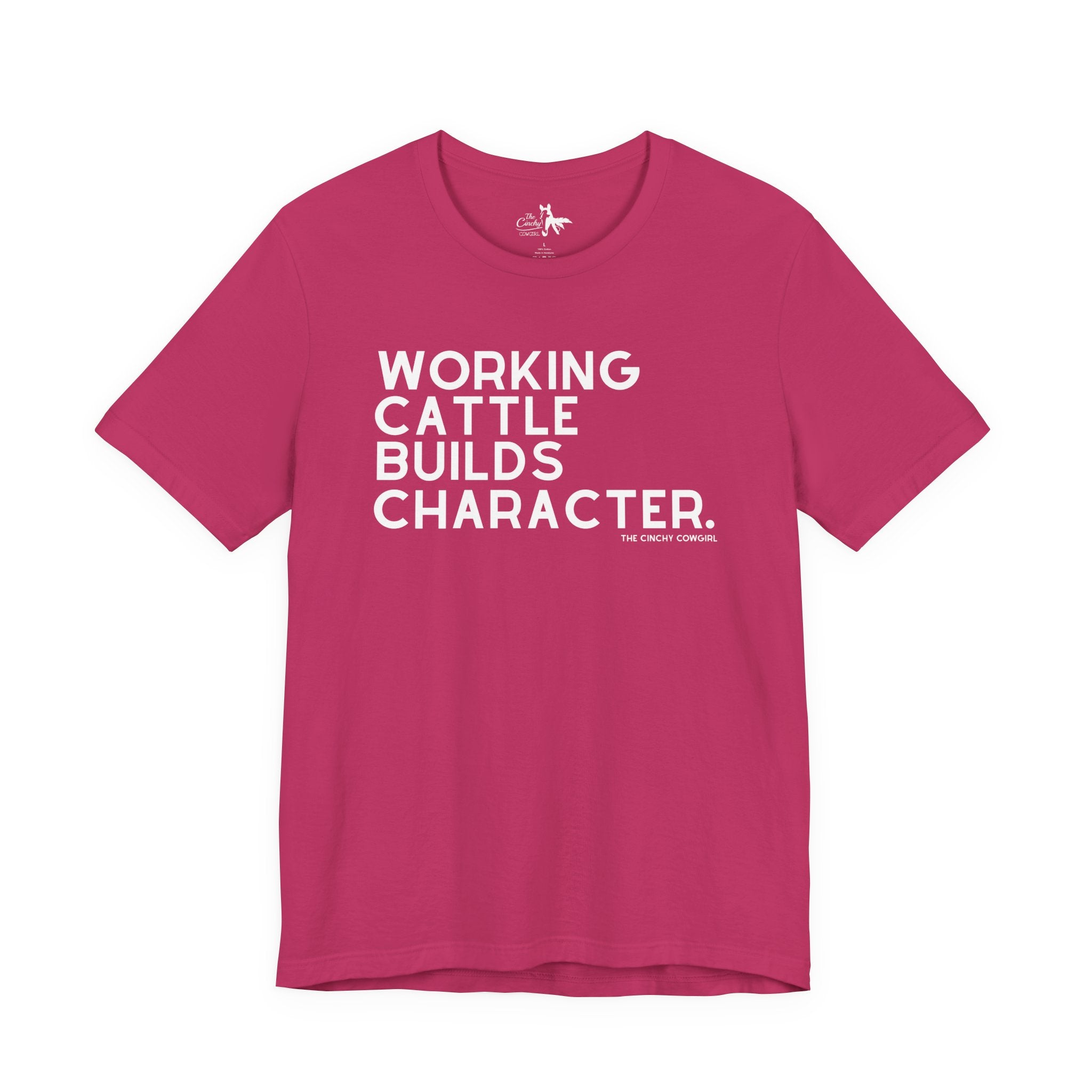 Working Cattle Builds Character Short Sleeve Tee T-Shirt The Cinchy Cowgirl - Print Berry XS