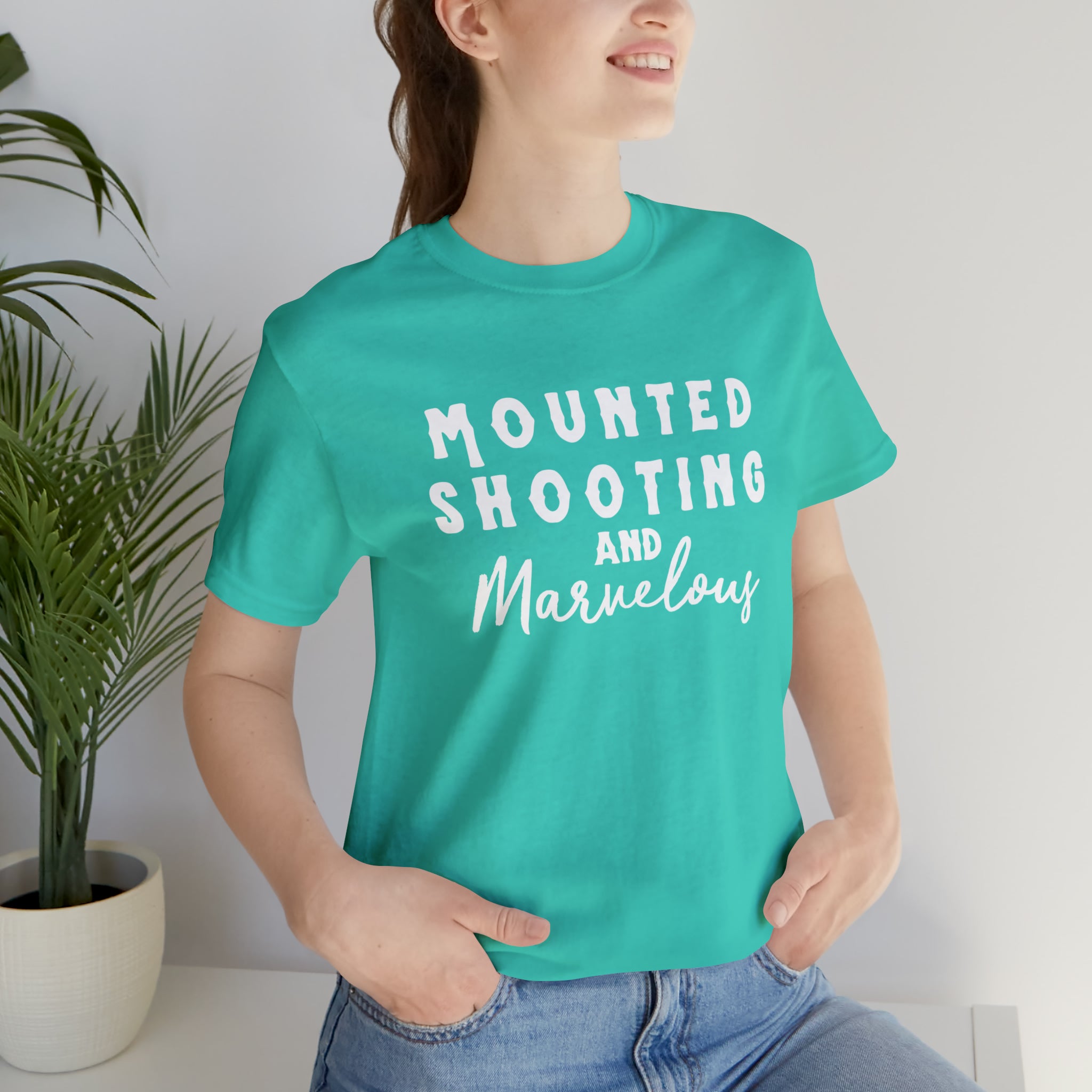Mounted Shooting & Marvelous Short Sleeve Tee Horse Riding Discipline Tee Printify Teal XS