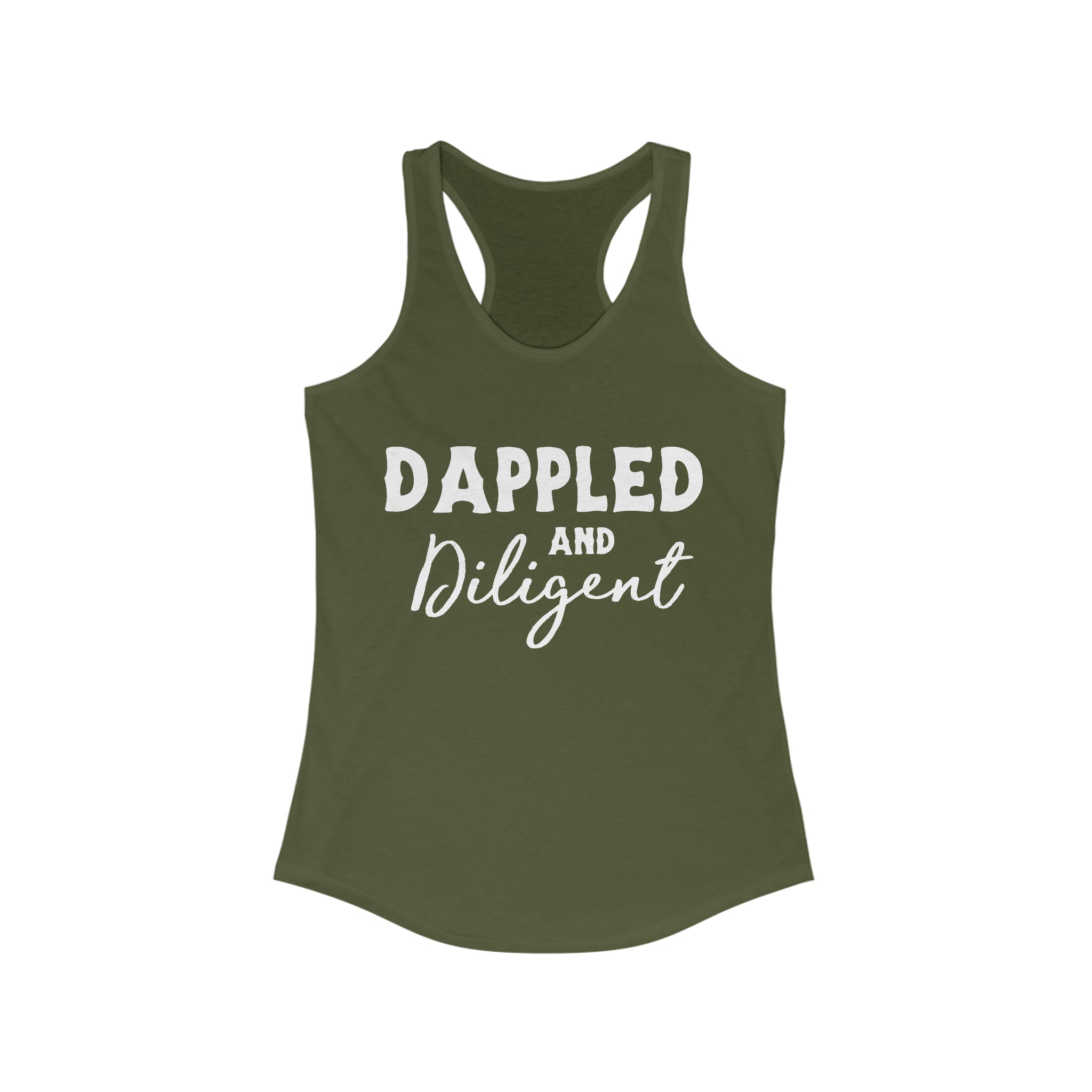Dappled & Diligent Racerback Tank Horse Color Shirts Printify XS Solid Military Green