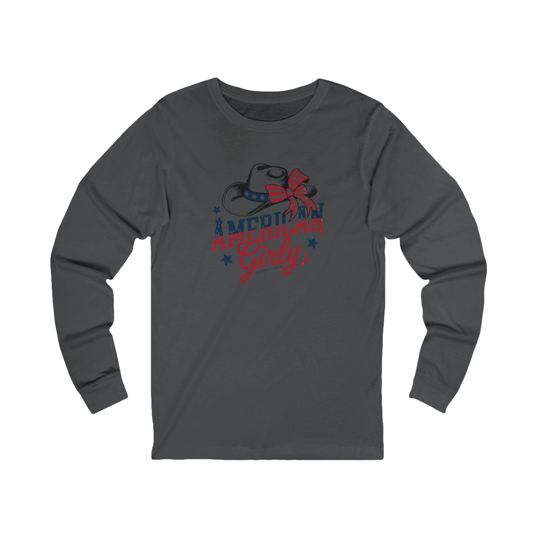 American Girly Long Sleeve Tee Long-sleeve The Cinchy Cowgirl - Print S Asphalt