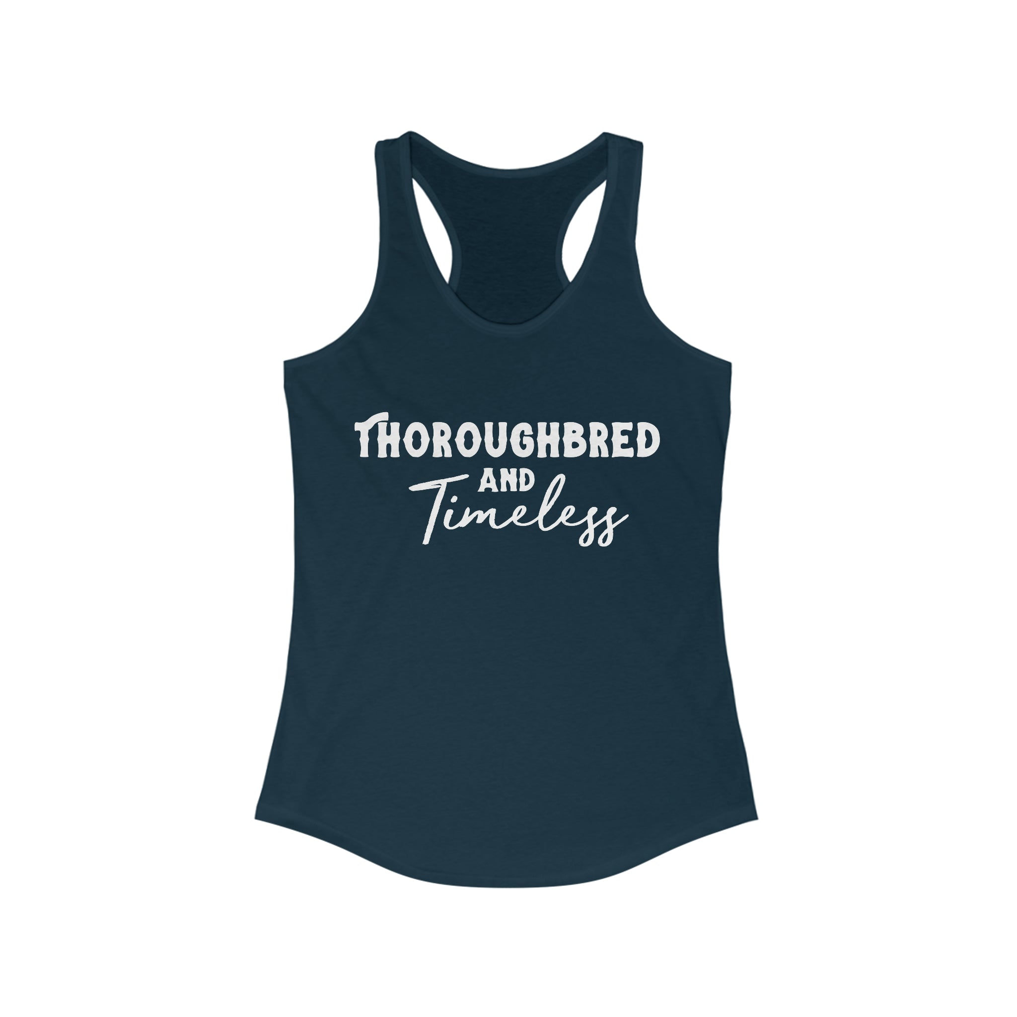 Thoroughbred & Timeless Racerback Tank Horse Color Shirts Printify XS Solid Midnight Navy