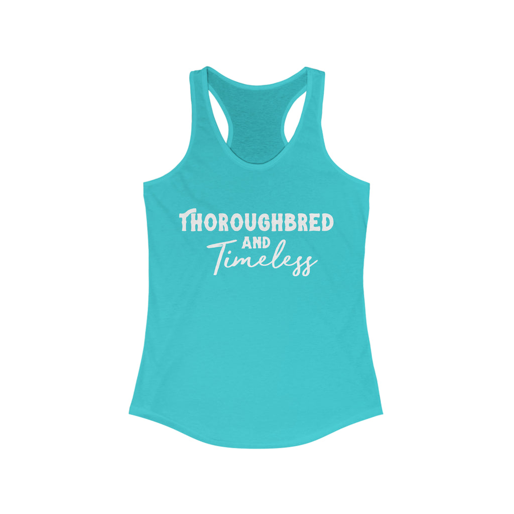 Thoroughbred & Timeless Racerback Tank Horse Color Shirts Printify XS Solid Tahiti Blue 