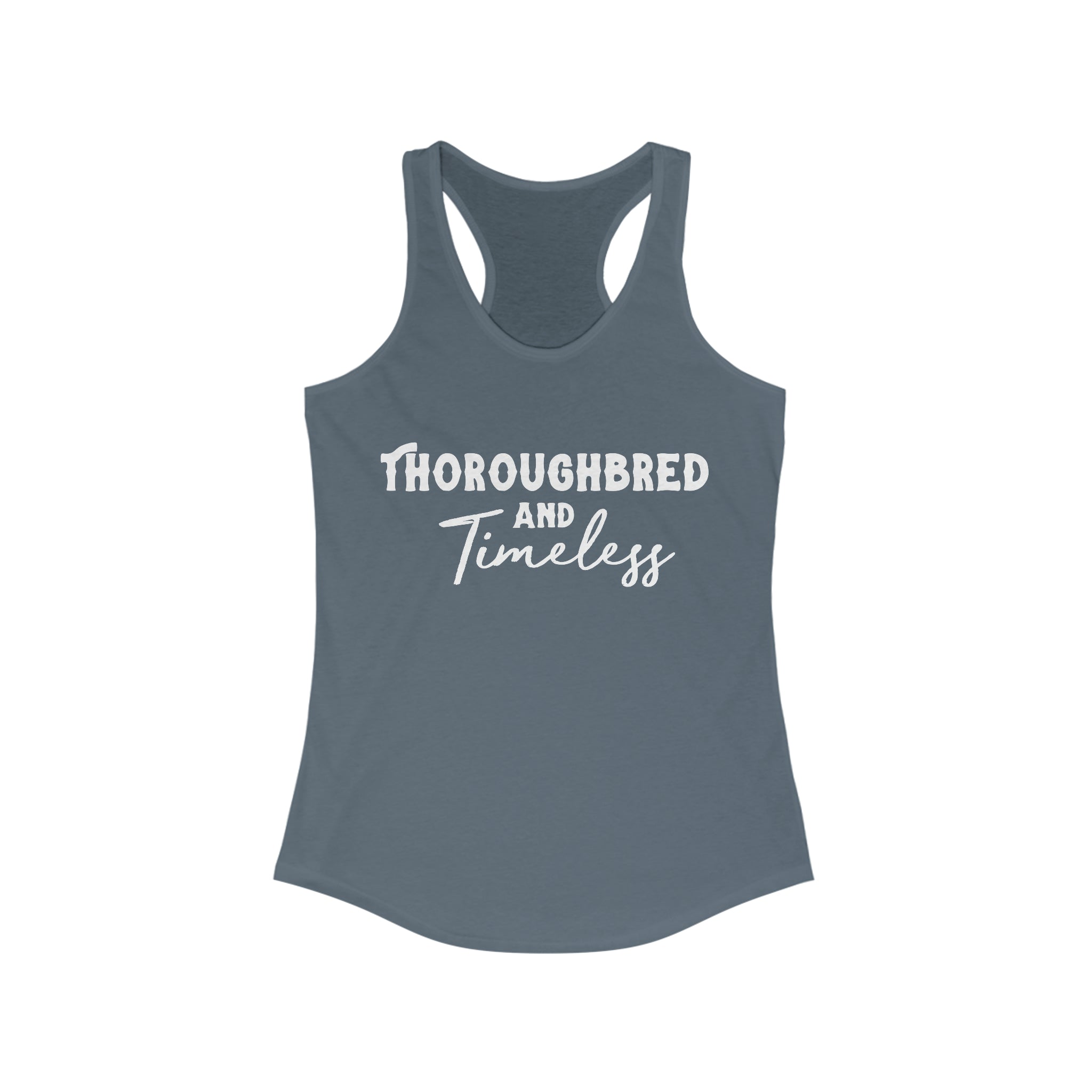 Thoroughbred & Timeless Racerback Tank Horse Color Shirts Printify XS Solid Indigo