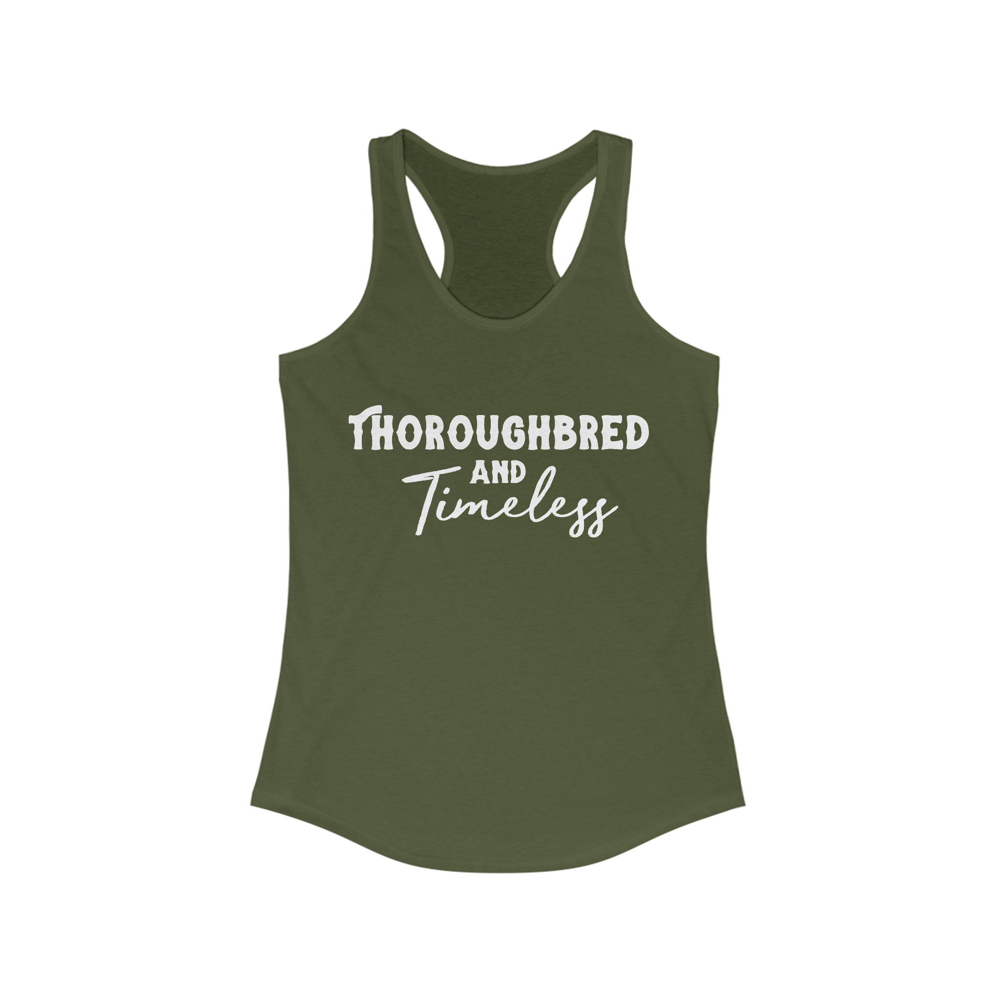 Thoroughbred & Timeless Racerback Tank Horse Color Shirts Printify XS Solid Military Green