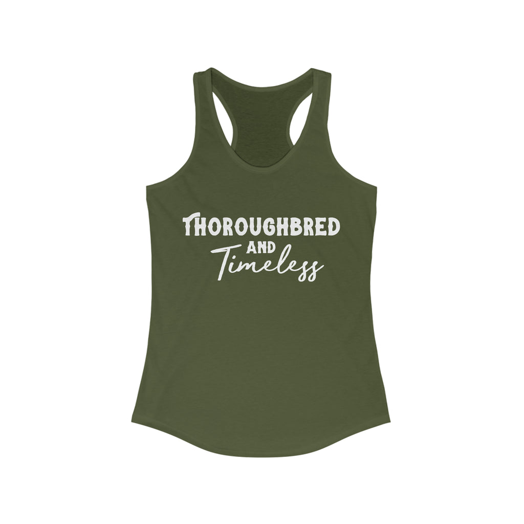 Thoroughbred & Timeless Racerback Tank Horse Color Shirts Printify XS Solid Military Green 