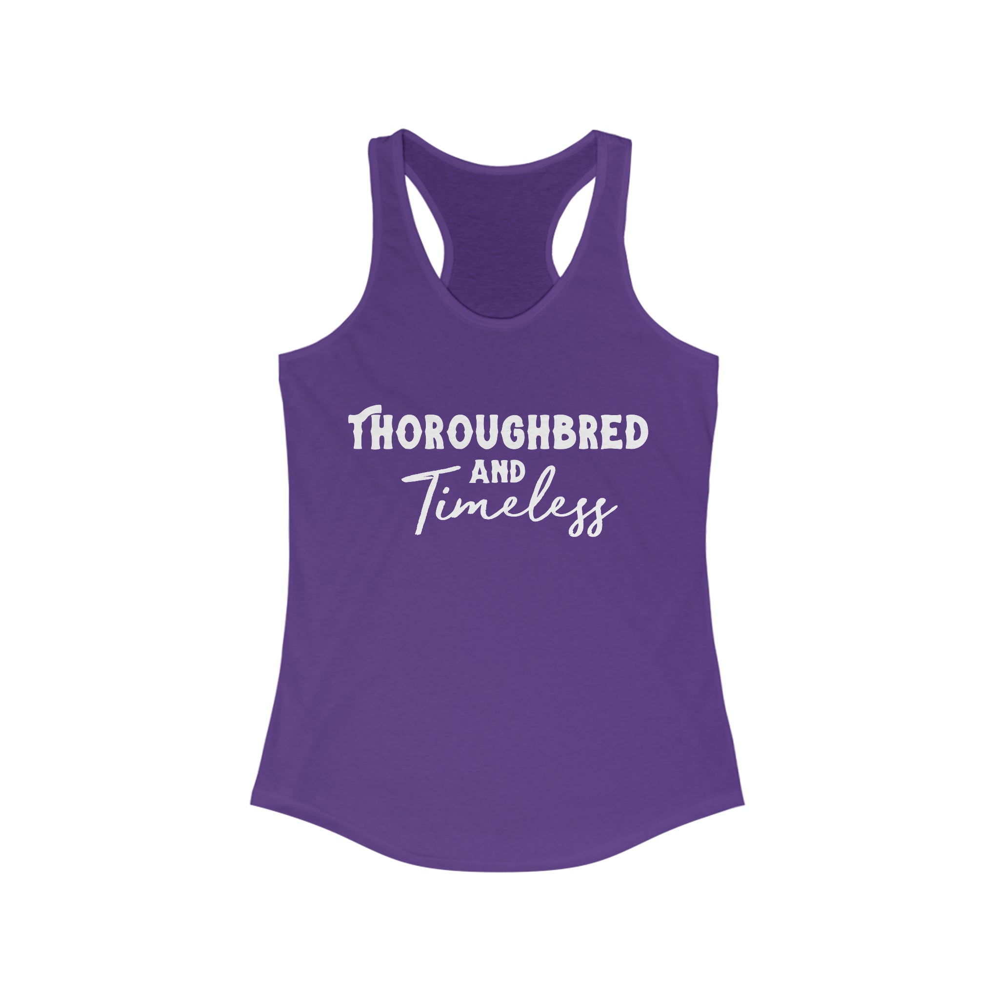 Thoroughbred & Timeless Racerback Tank Horse Color Shirts Printify XS Solid Purple Rush