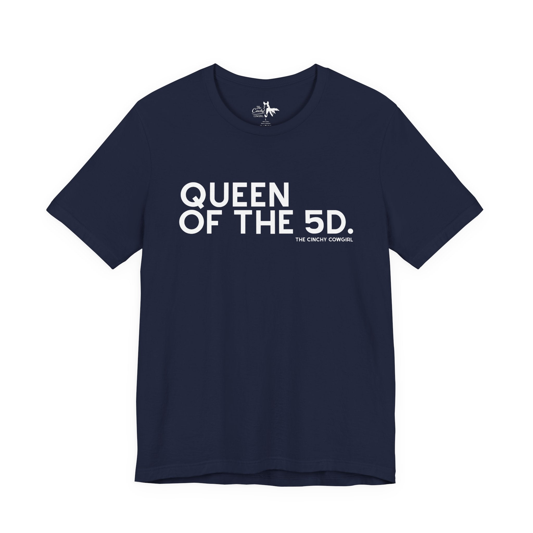 Queen of the 5D Short Sleeve Tee graphic tee - dropship The Cinchy Cowgirl - Print Navy XS