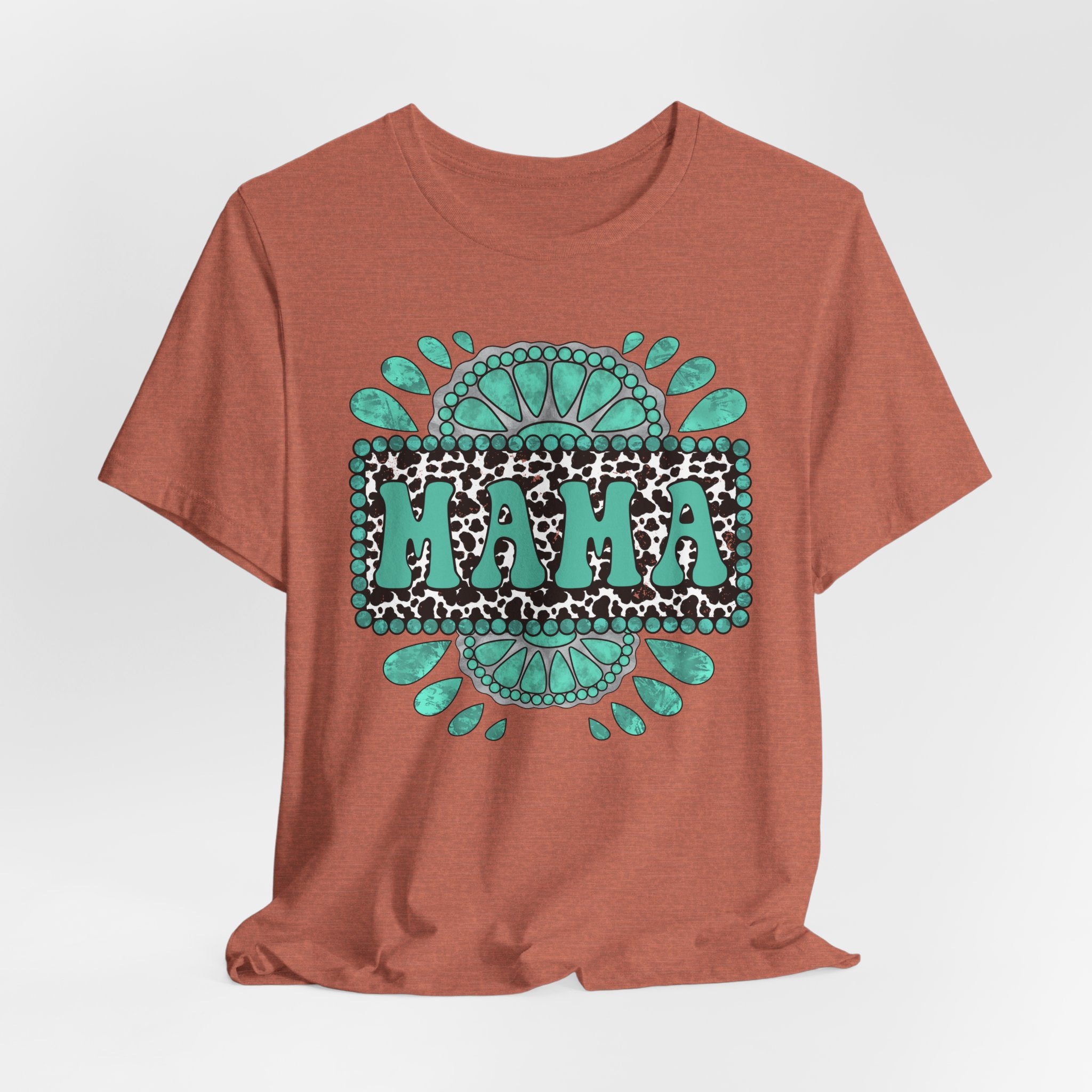 Turquoise Western Mama Short Sleeve Graphic Tee (Available In 14 Colors) T-Shirt Printify Heather Clay XS