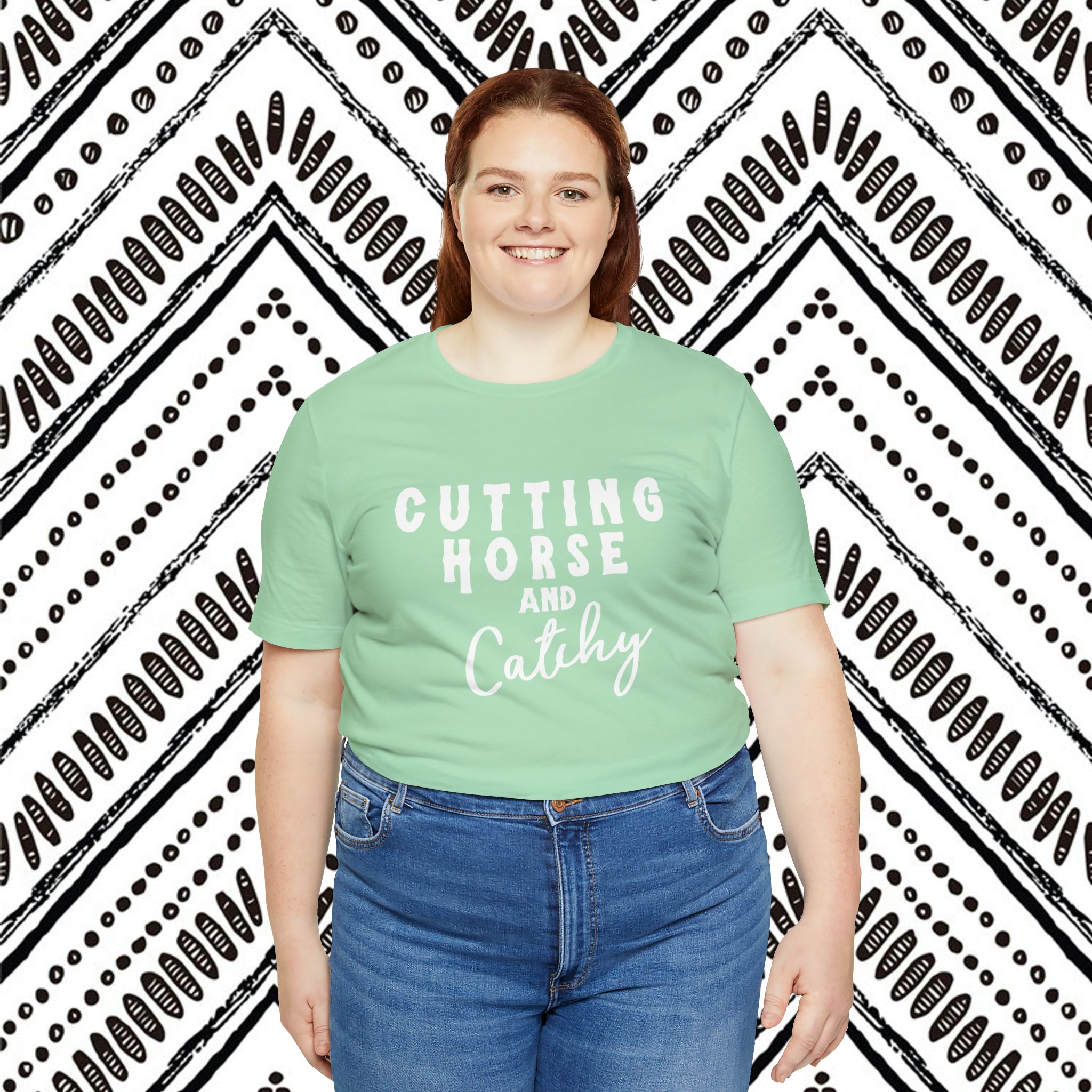 Cutting Horse & Catchy Short Sleeve Tee Horse Riding Discipline Tee Printify