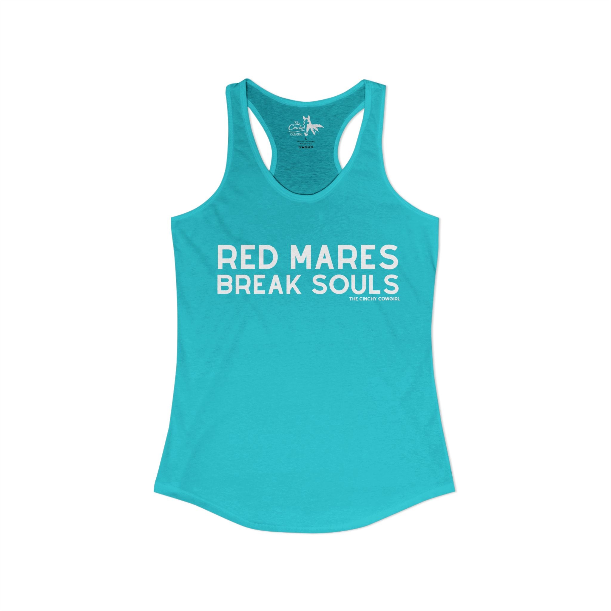Red Mares Break Souls Tank Top Tank Top The Cinchy Cowgirl - Print XS Solid Tahiti Blue