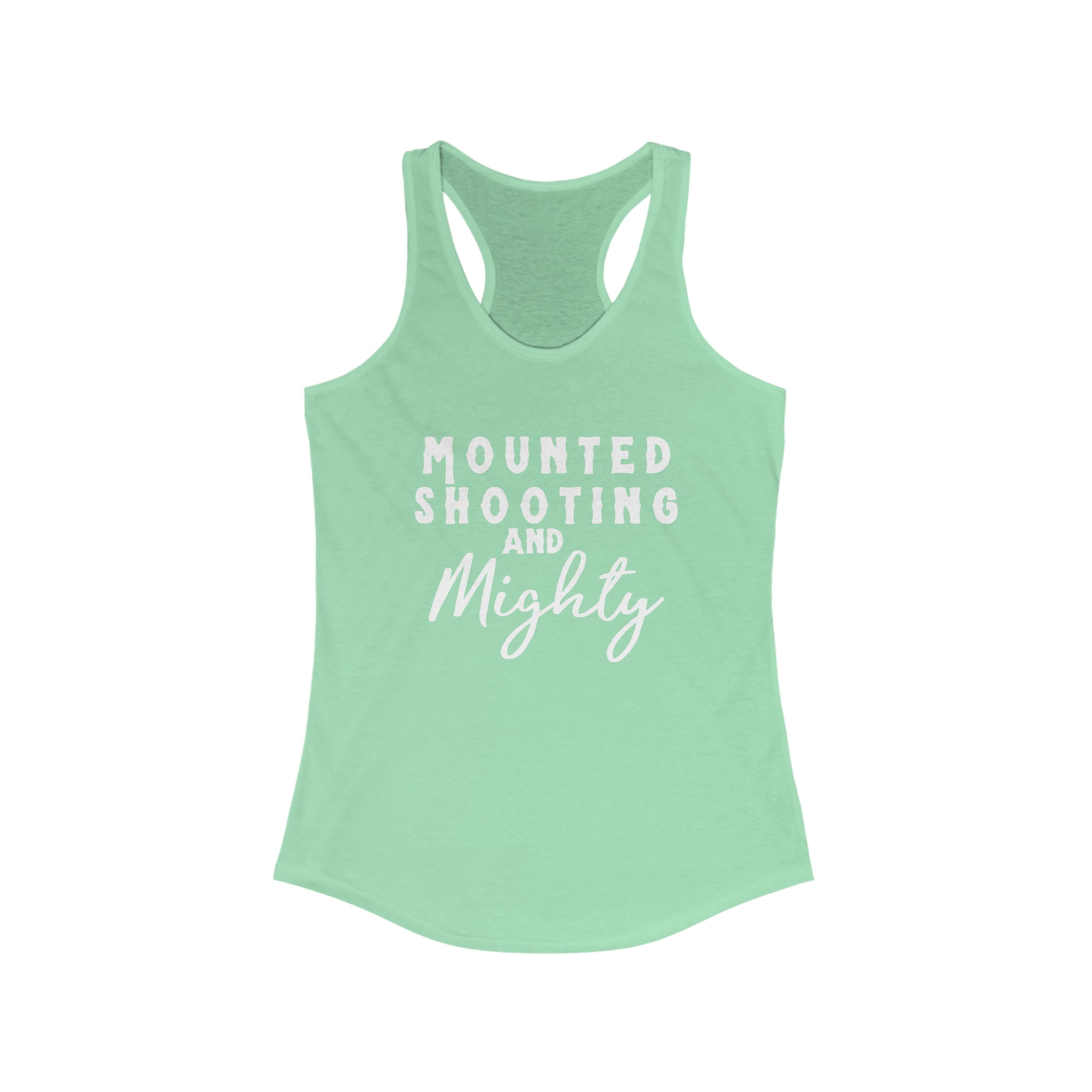 Mounted Shooting & Mighty Racerback Tank Horse Riding Discipline Tee Printify XS Solid Mint