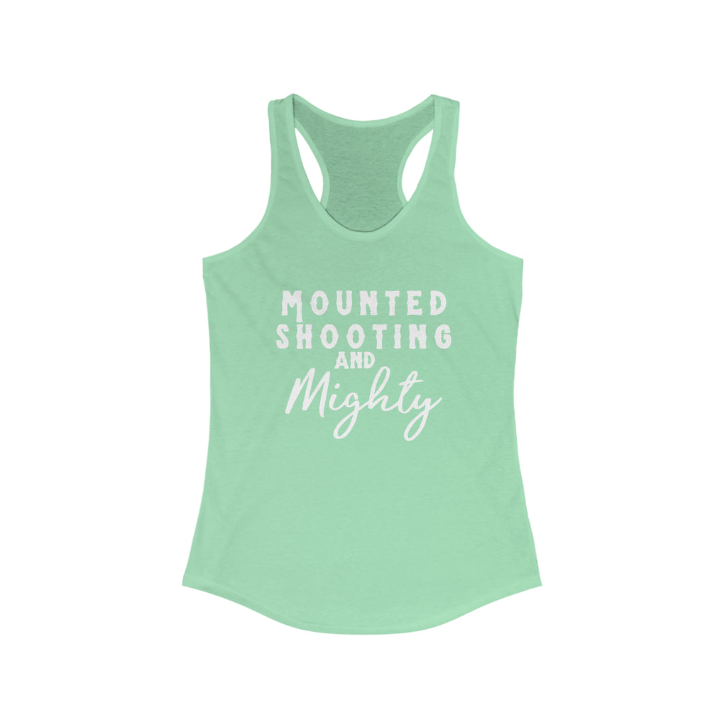 Mounted Shooting & Mighty Racerback Tank Horse Riding Discipline Tee Printify XS Solid Mint 