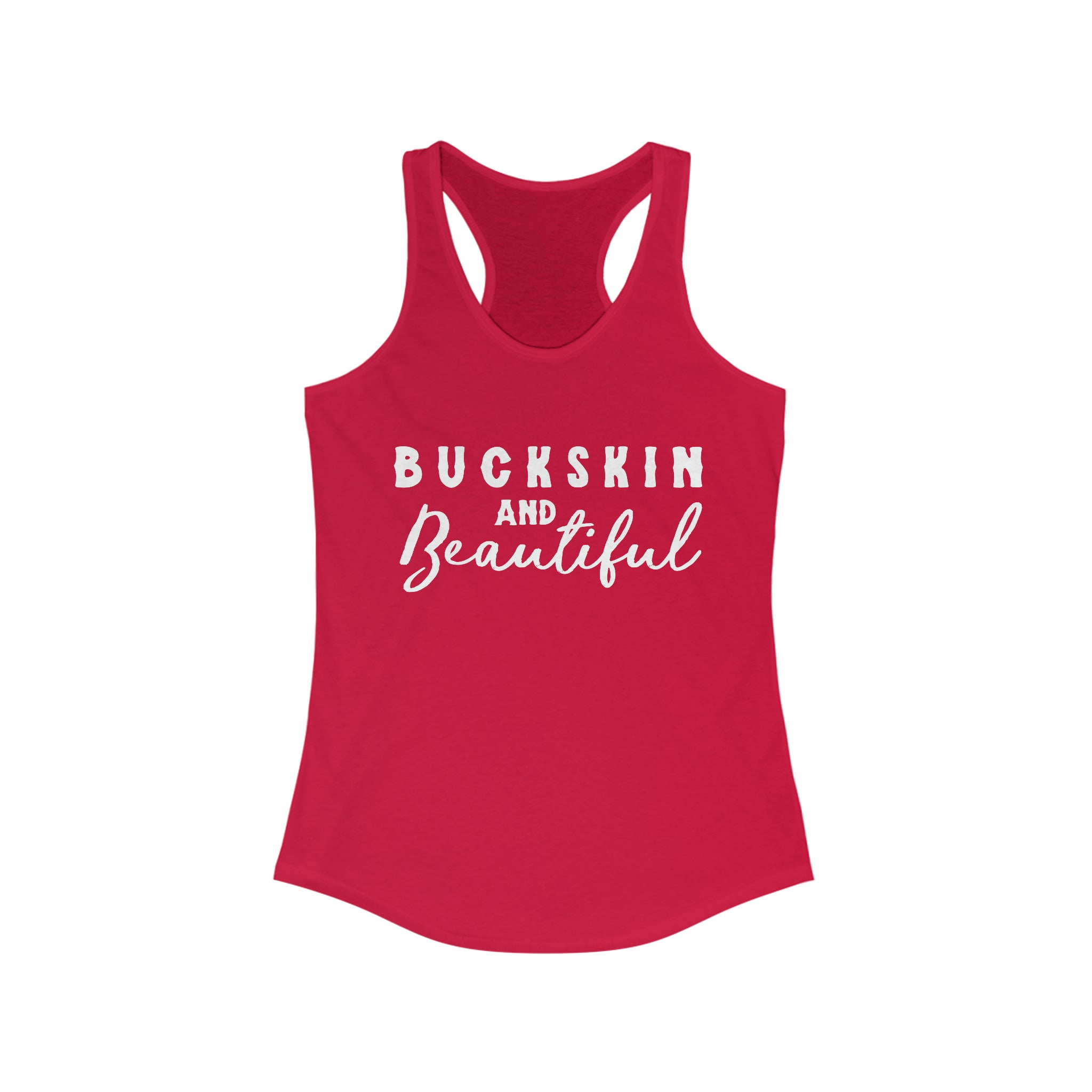 Buckskin & Beautiful Racerback Tank Horse Color Shirts Printify XS Solid Red