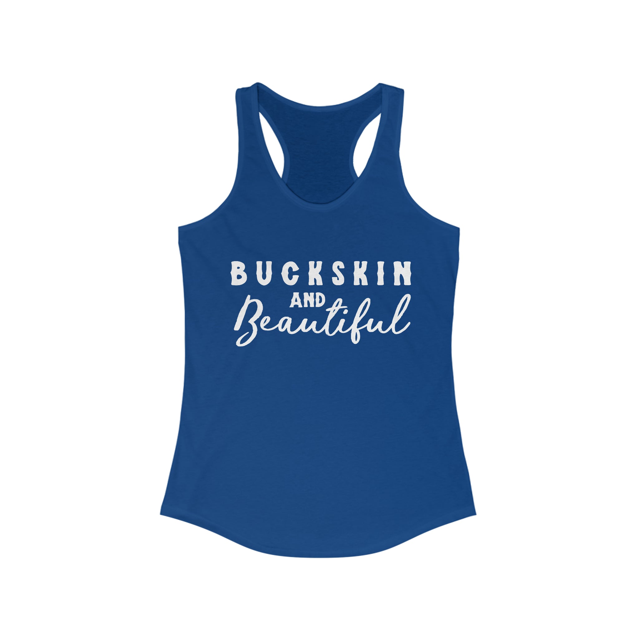 Buckskin & Beautiful Racerback Tank Horse Color Shirts Printify XS Solid Royal