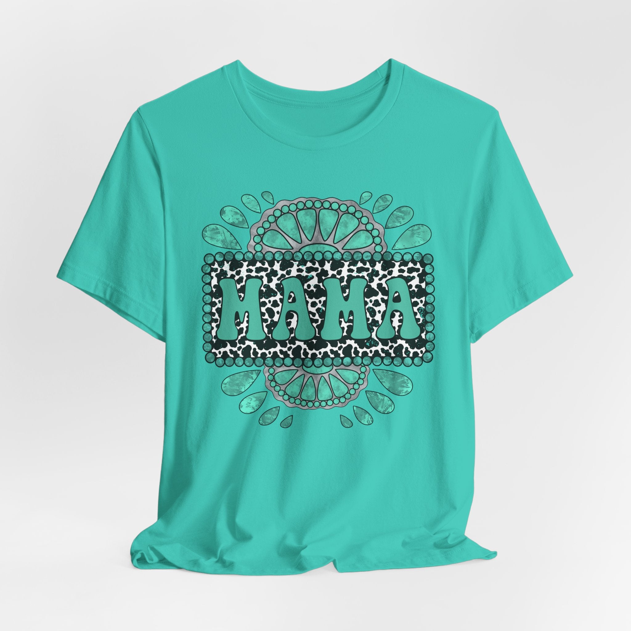 Turquoise Western Mama Short Sleeve Graphic Tee (Available In 14 Colors) T-Shirt Printify Teal XS