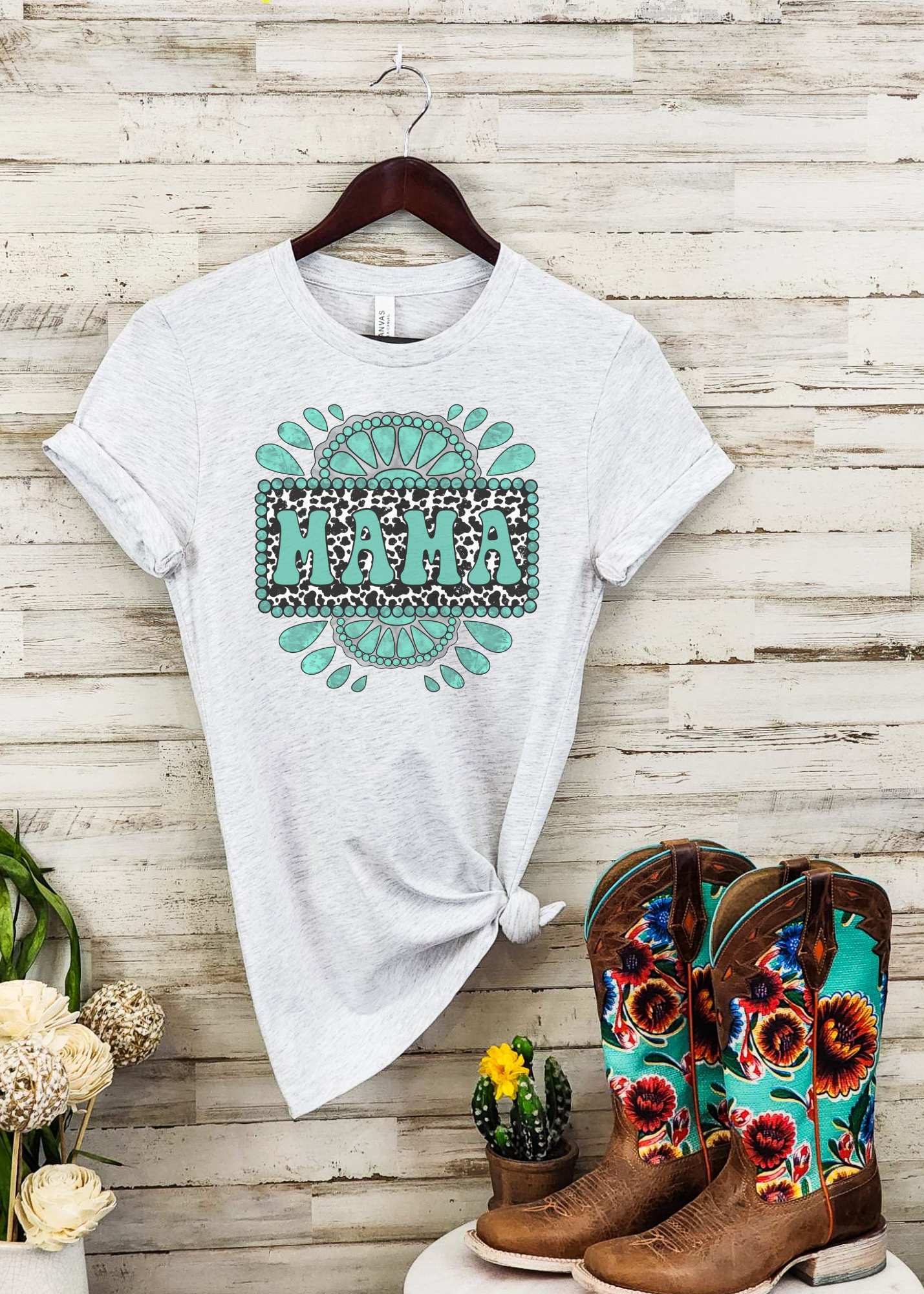 Turquoise Western Mama Short Sleeve Graphic Tee (Available In 14 Colors) T-Shirt Printify
