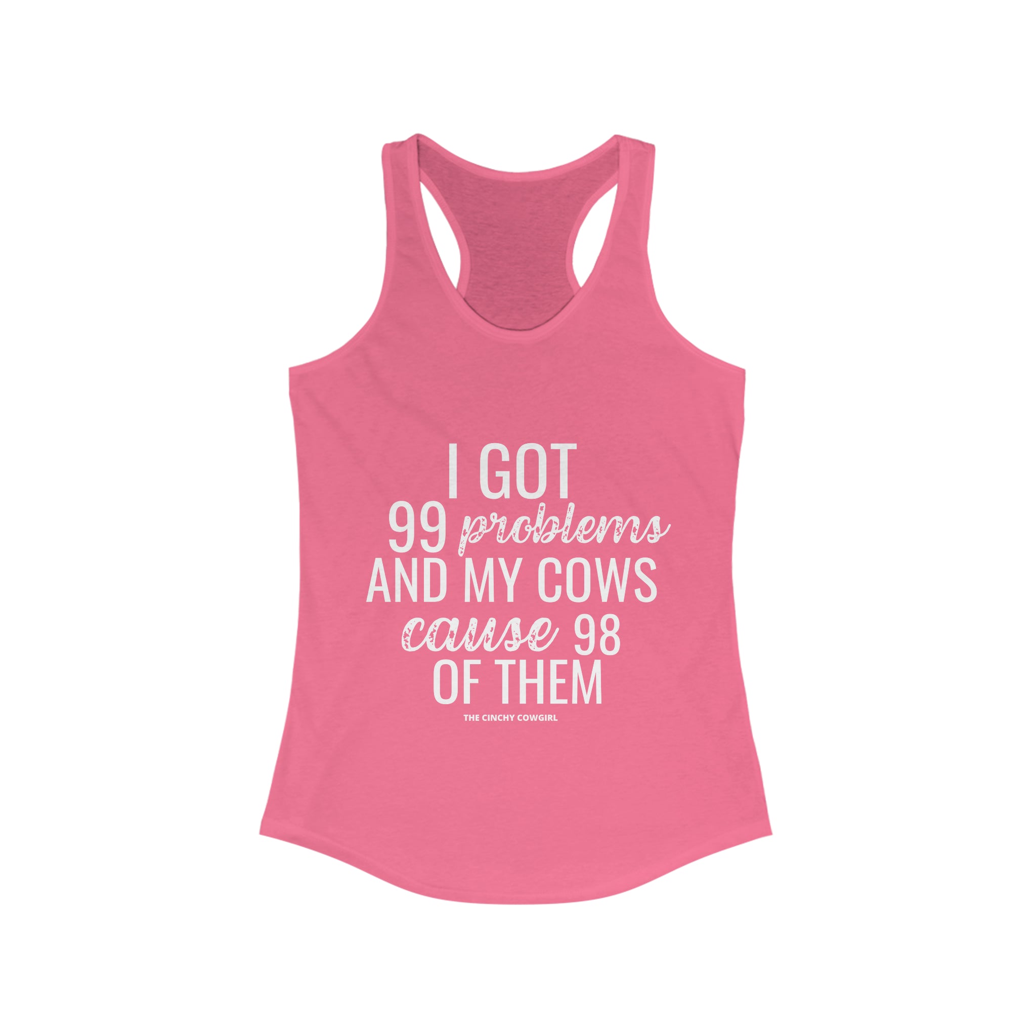 Cow Problems Racerback Tank tcc graphic tee Printify XS Solid Hot Pink