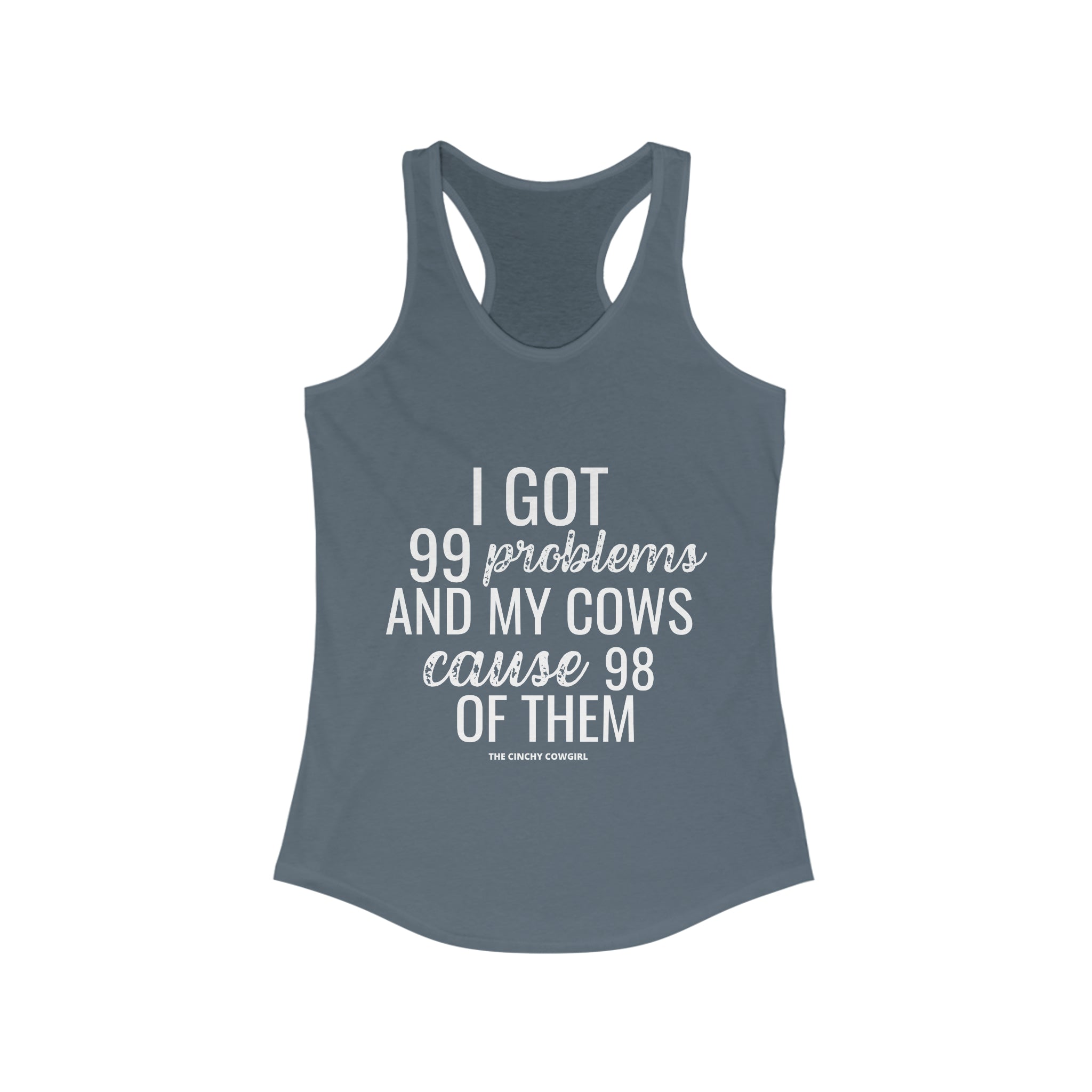 Cow Problems Racerback Tank tcc graphic tee Printify XS Solid Indigo