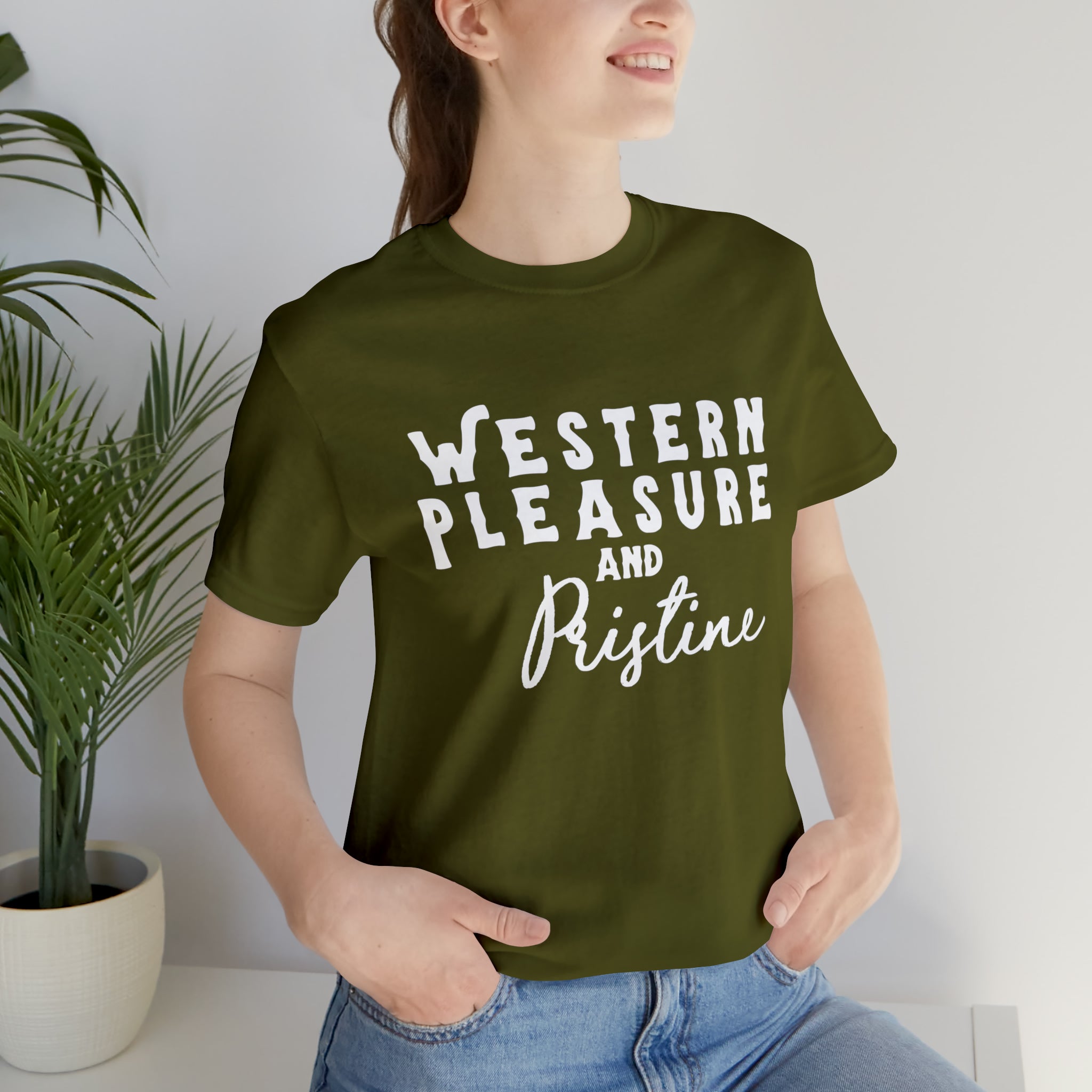 Western Pleasure & Prisitine Short Sleeve Tee Horse Riding Discipline Tee Printify Olive XS