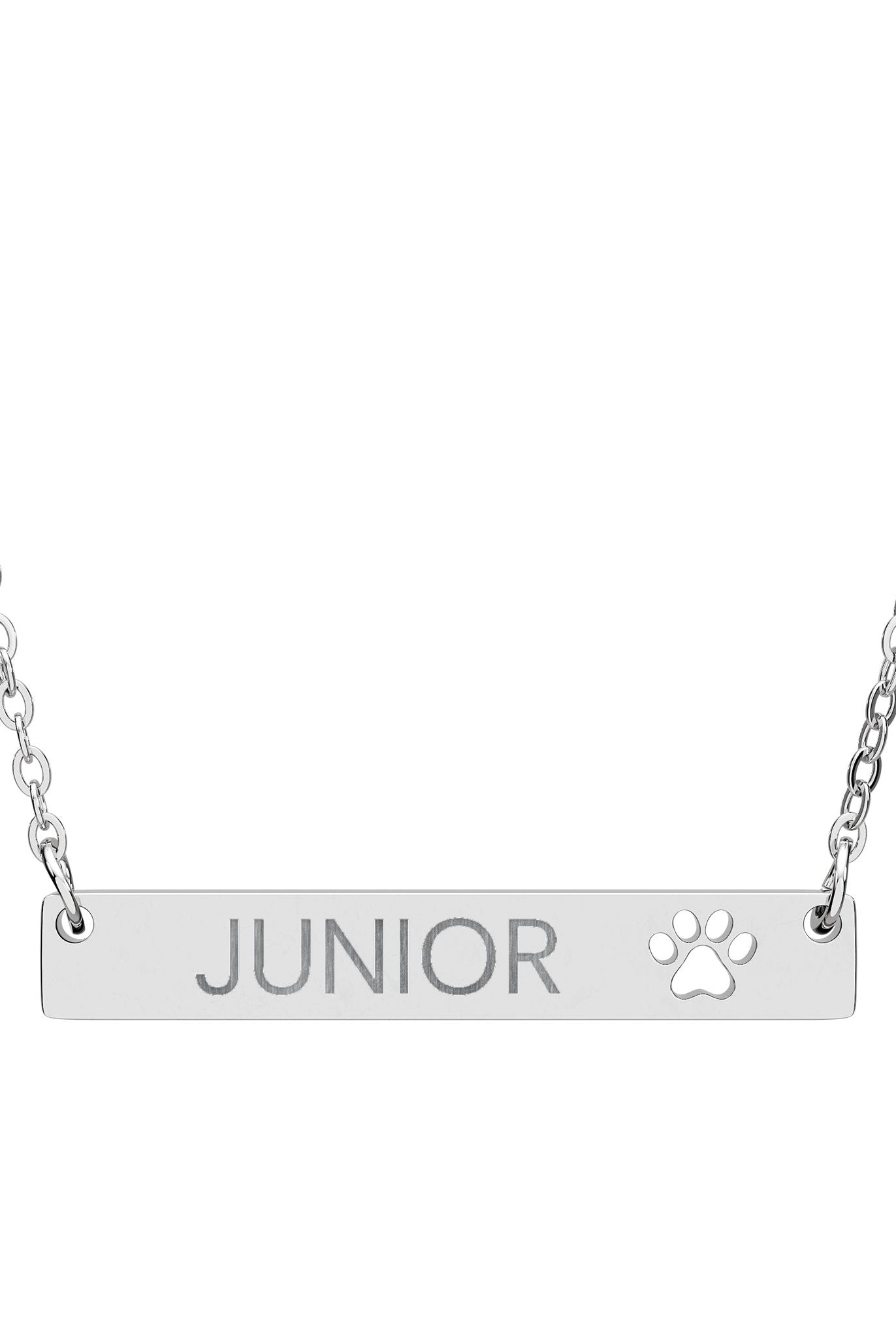 Personalized Dog Name Paw Print Bar Necklace Accessories The Cinchy Cowgirl - Print One Size Stainless Steel (No coating)