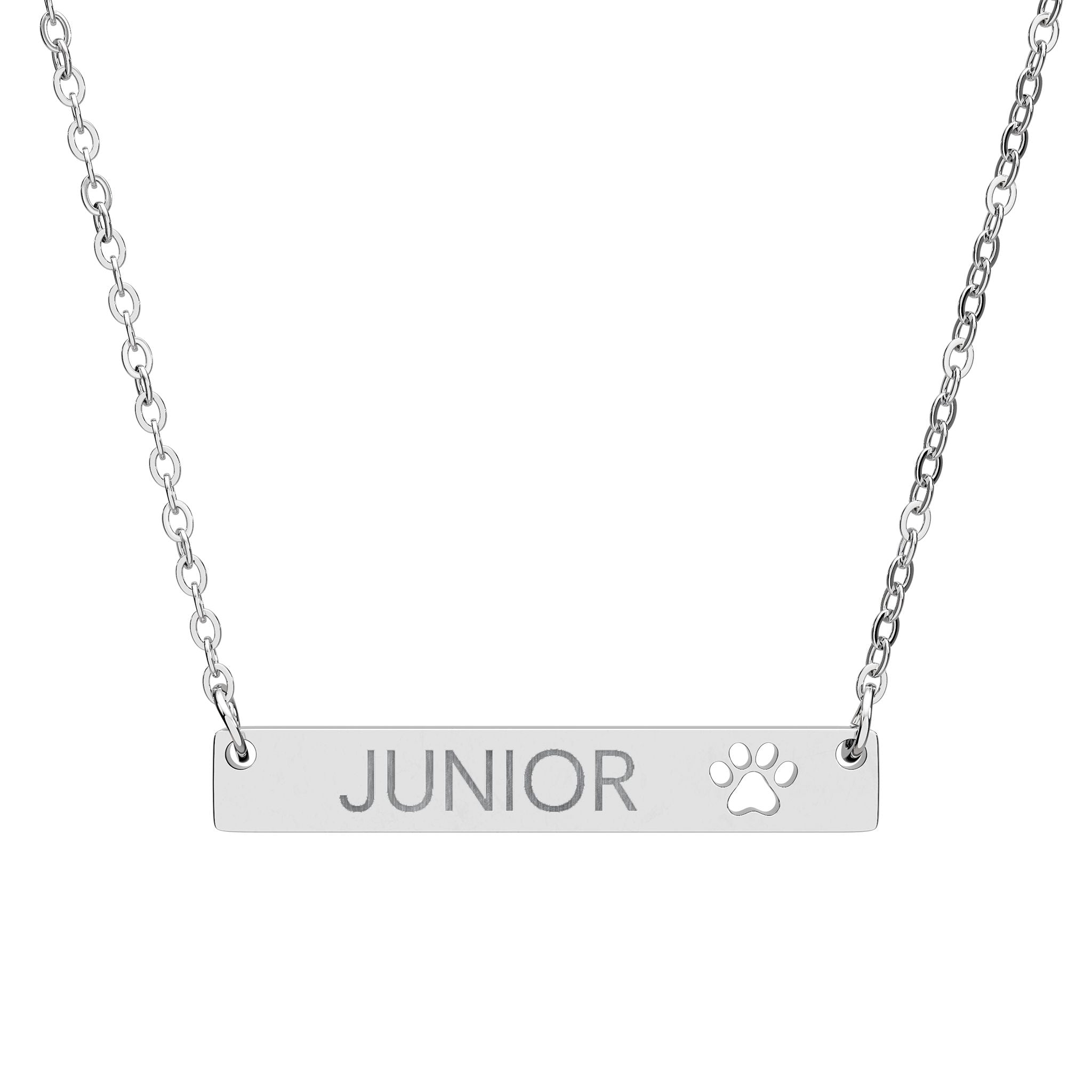 Personalized Dog Name Paw Print Bar Necklace Accessories The Cinchy Cowgirl - Print One Size Stainless Steel (No coating)
