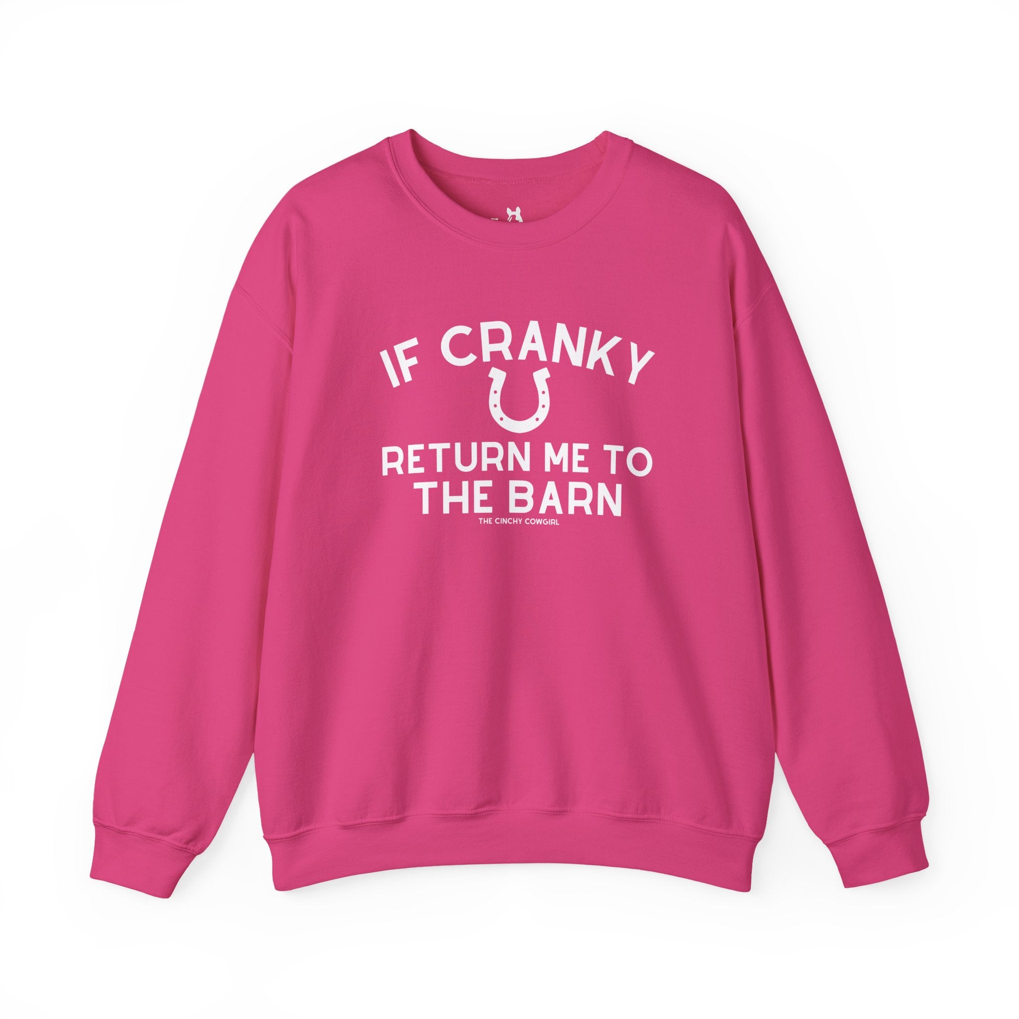 If Cranky, Return Me To The Barn Fleece Pullover Sweatshirt The Cinchy Cowgirl - Print S Heliconia