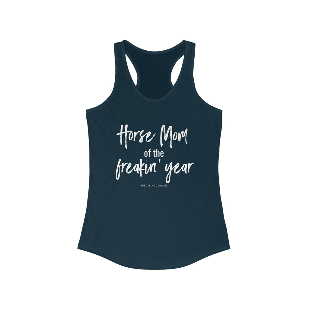 Horse Mom of the Freakin' Year Racerback Tank tcc graphic tee Printify XS Solid Midnight Navy 