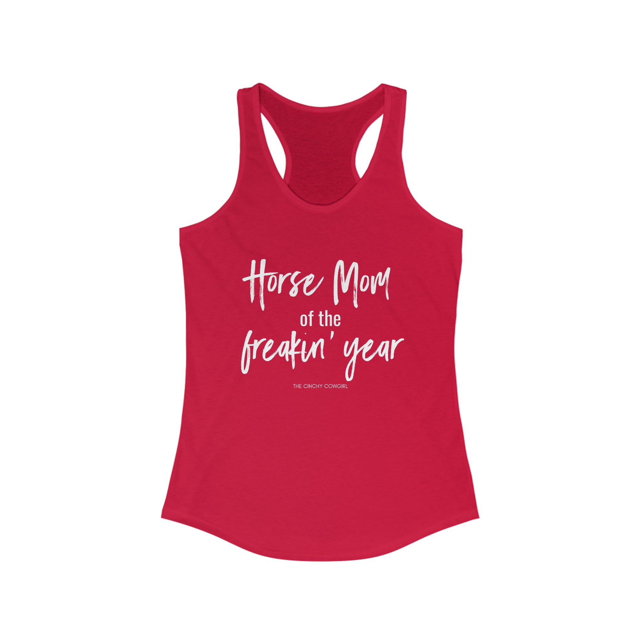Horse Mom of the Freakin' Year Racerback Tank tcc graphic tee Printify XS Solid Red