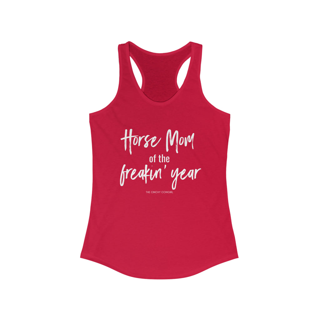 Horse Mom of the Freakin' Year Racerback Tank tcc graphic tee Printify S Solid Red 