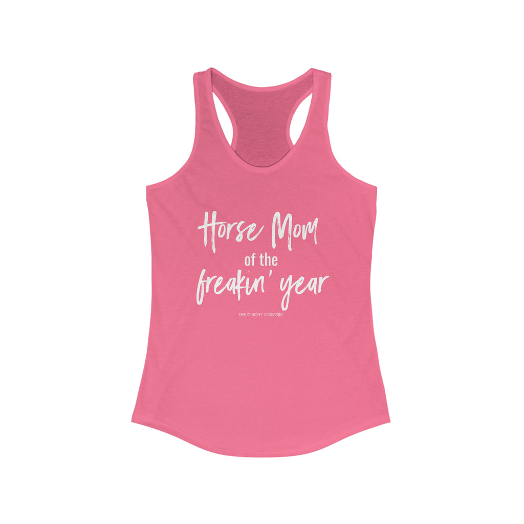 Horse Mom of the Freakin' Year Racerback Tank tcc graphic tee Printify XL Solid Hot Pink 