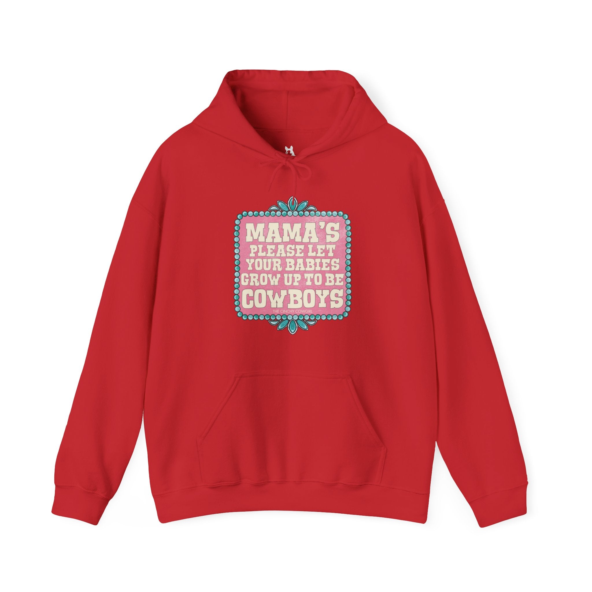 Mama's Please Let Your Babies Grow Up To Be Cowboys Hoodie Hoodie The Cinchy Cowgirl - Print Red S