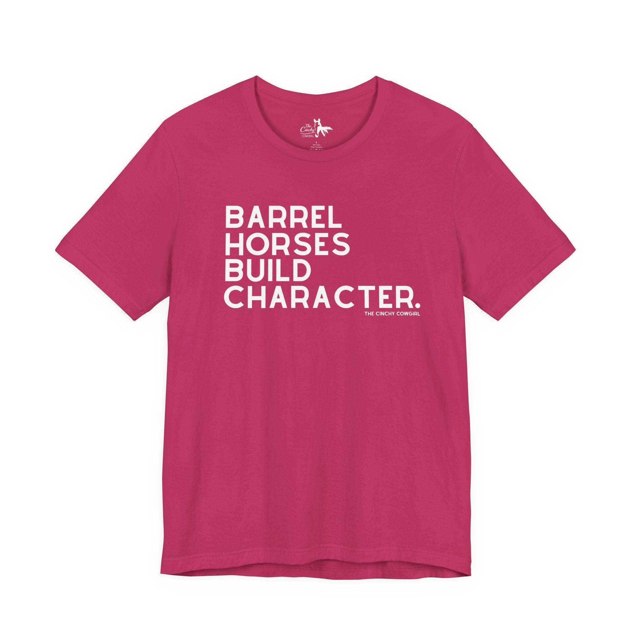 Barrel Horses Build Character Short Sleeve Tee Graphic Tee The Cinchy Cowgirl - Print Berry XS