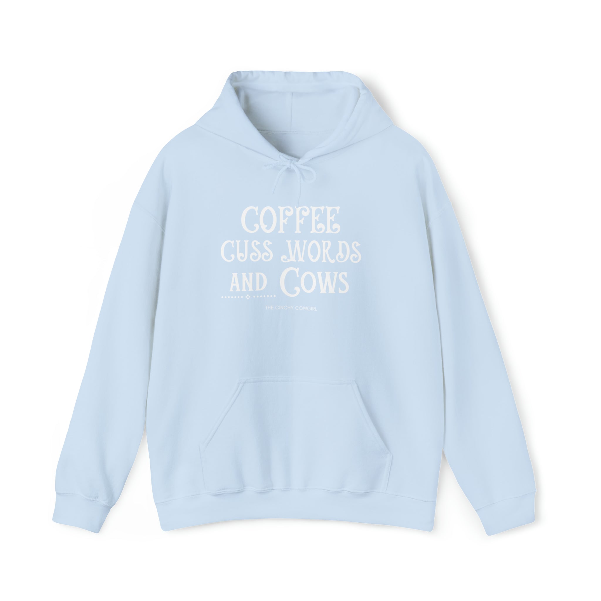 Coffee Cuss Words Cows Hoodie Hoodie Printify Light Blue S