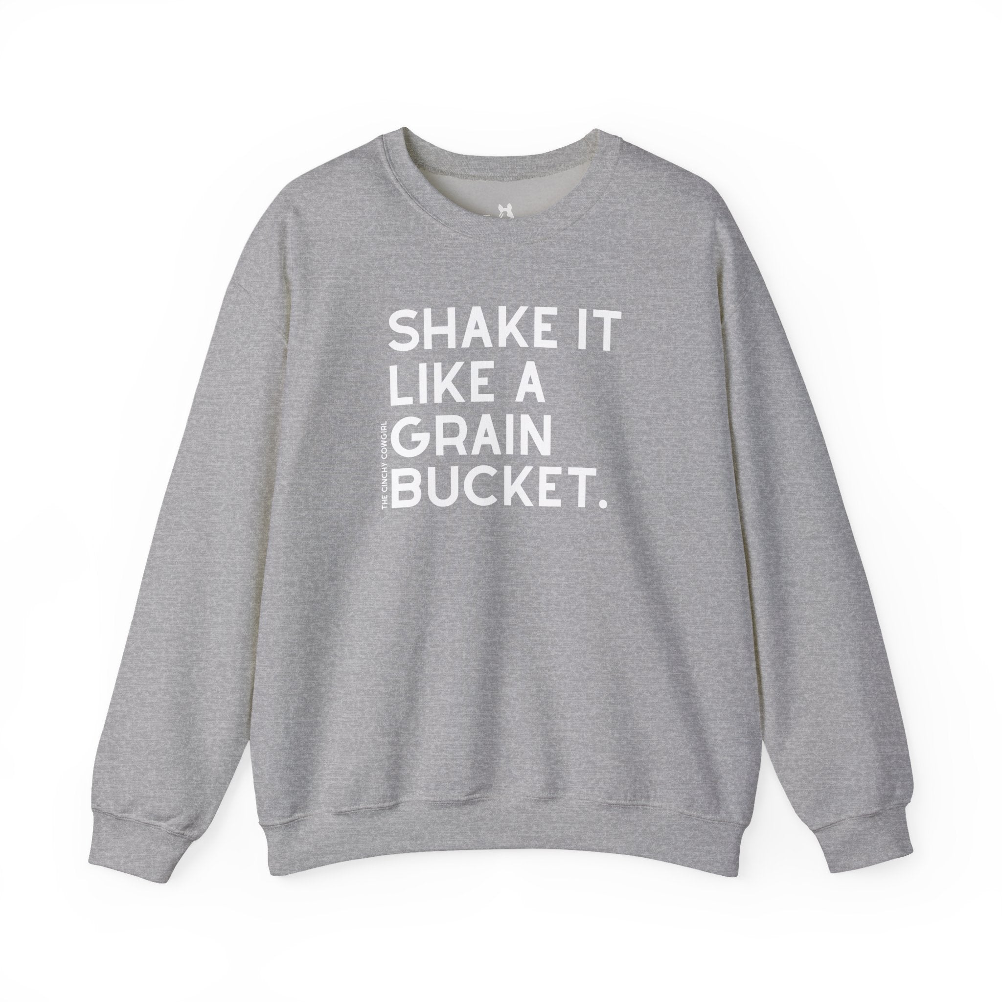 Shake It Like A Grain Bucket Pullover Sweatshirt The Cinchy Cowgirl - Print S Sport Grey