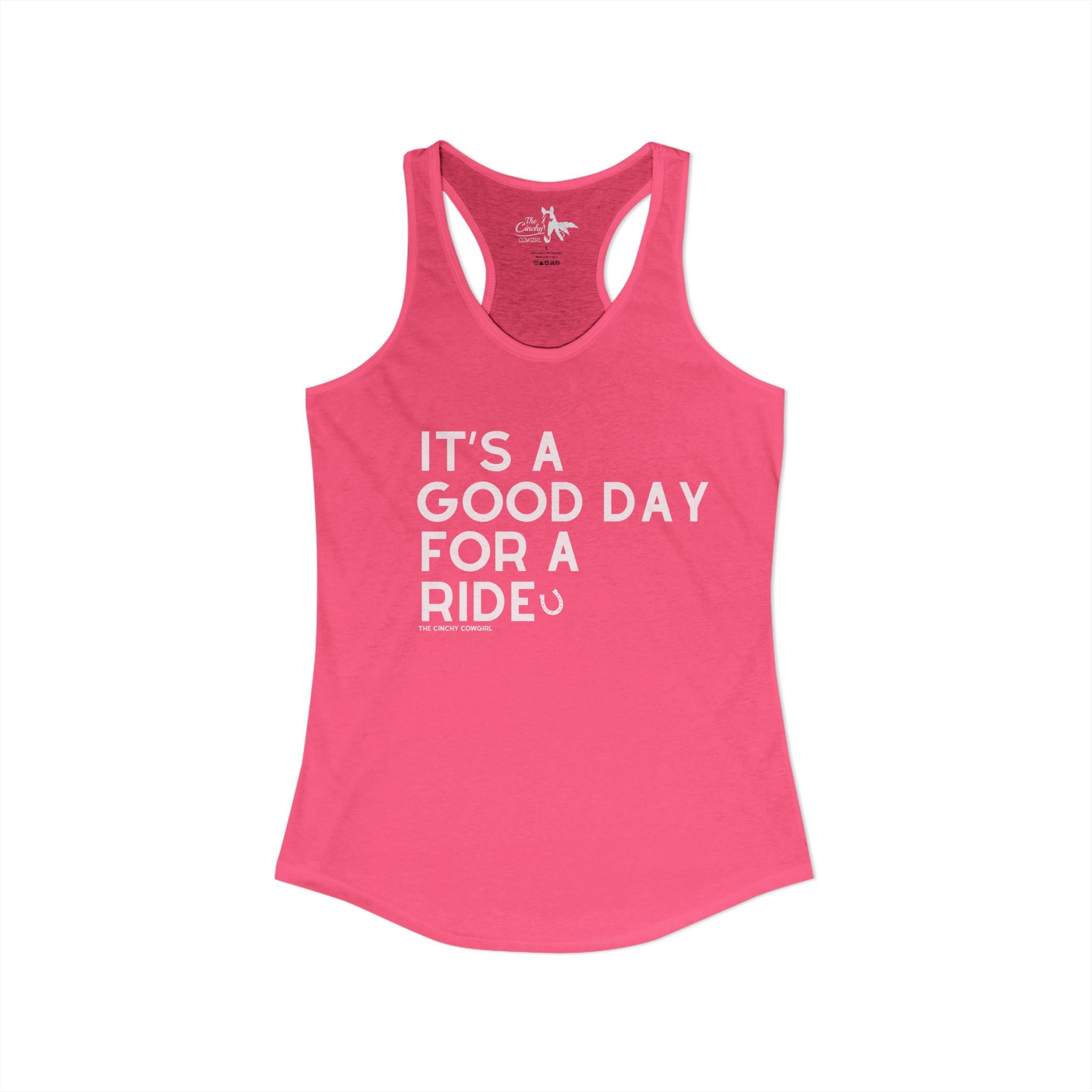 It's A Good Day For a Ride Tank Top Tank Top The Cinchy Cowgirl - Print XS Solid Hot Pink