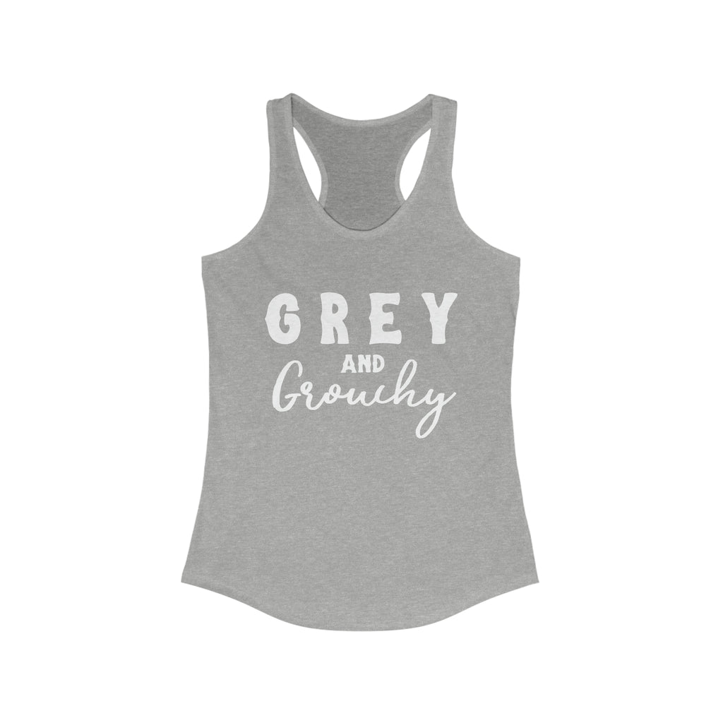 Grey & Grouchy Racerback Tank Horse Color Shirts Printify XS Heather Grey 