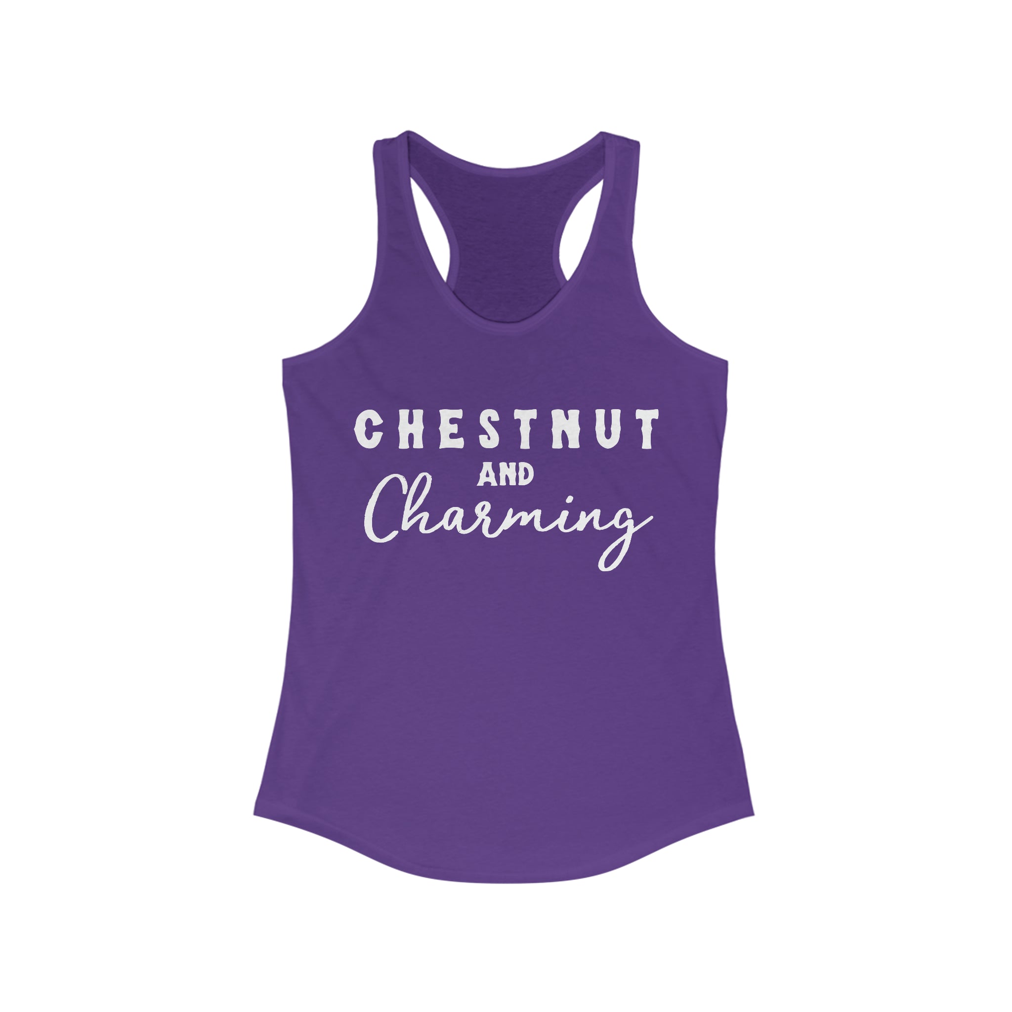Chestnut & Charming Racerback Tank Horse Color Shirts Printify XS Solid Purple Rush
