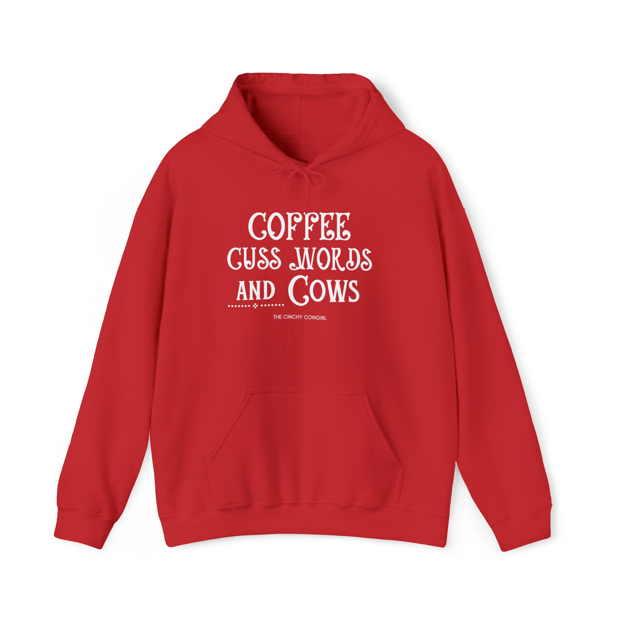 Coffee Cuss Words Cows Hoodie Hoodie Printify Red S