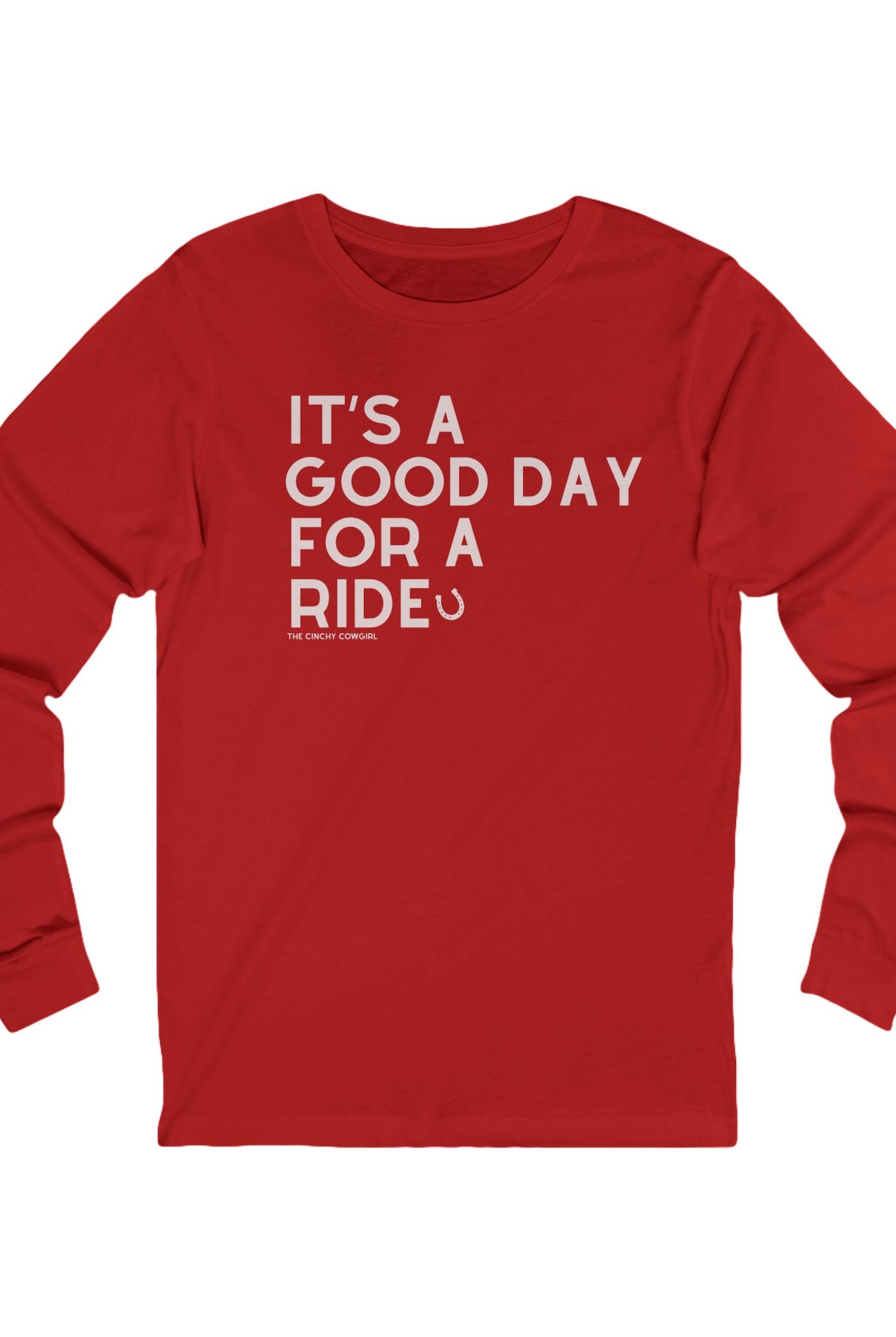 It's A Good Day For A Ride Long Sleeve Tee Long-sleeve The Cinchy Cowgirl - Print S Red