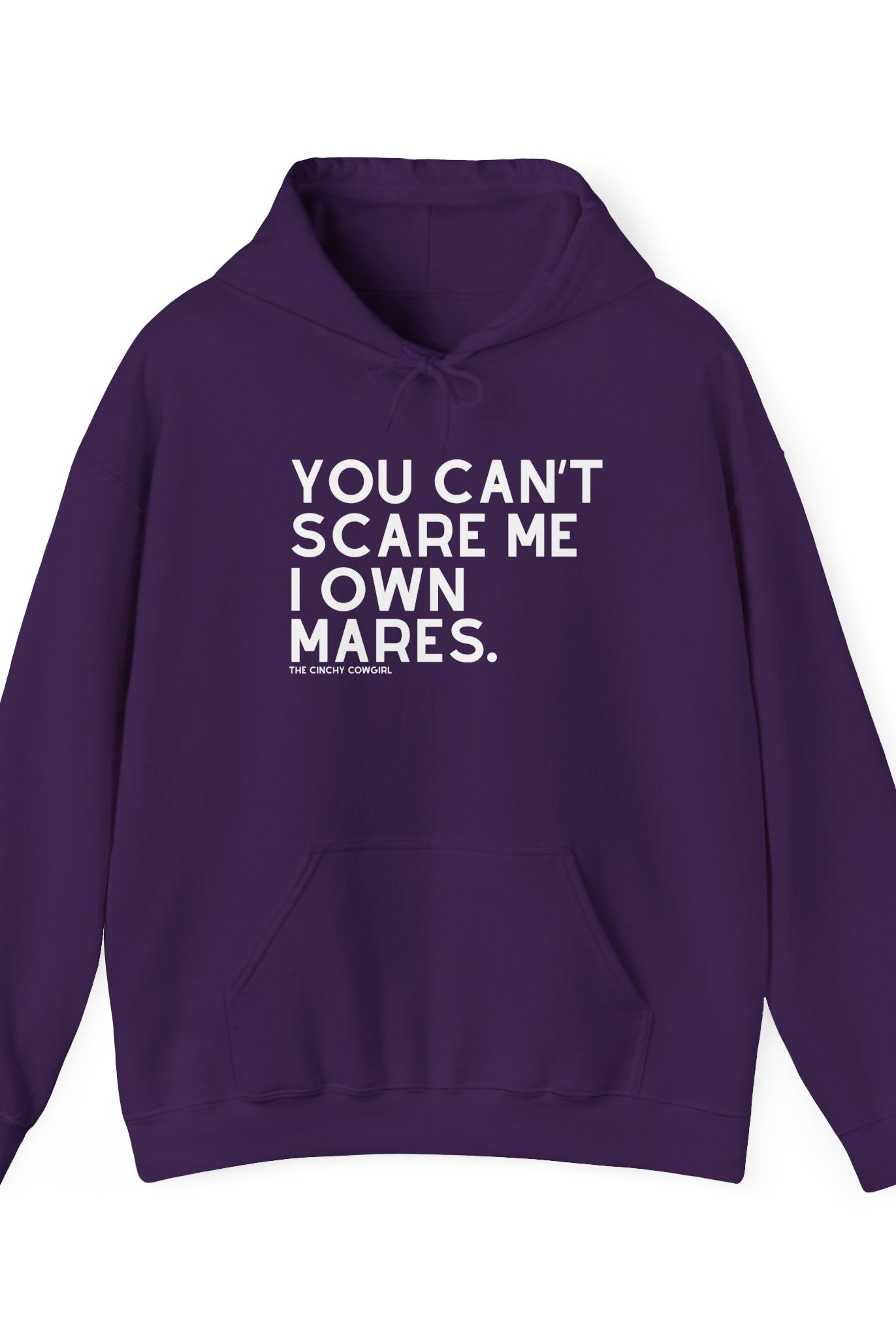 You Can't Scare Me I Own Mares Hoodie Hoodie The Cinchy Cowgirl - Print Purple S