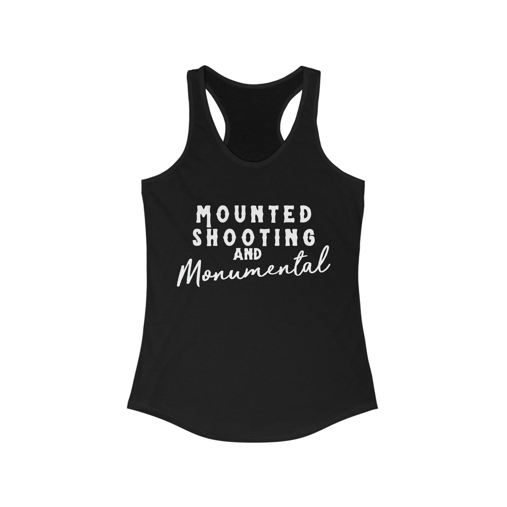 Mounted Shooting & Monumental Racerback Tank Horse Riding Discipline Tee Printify XS Solid Black