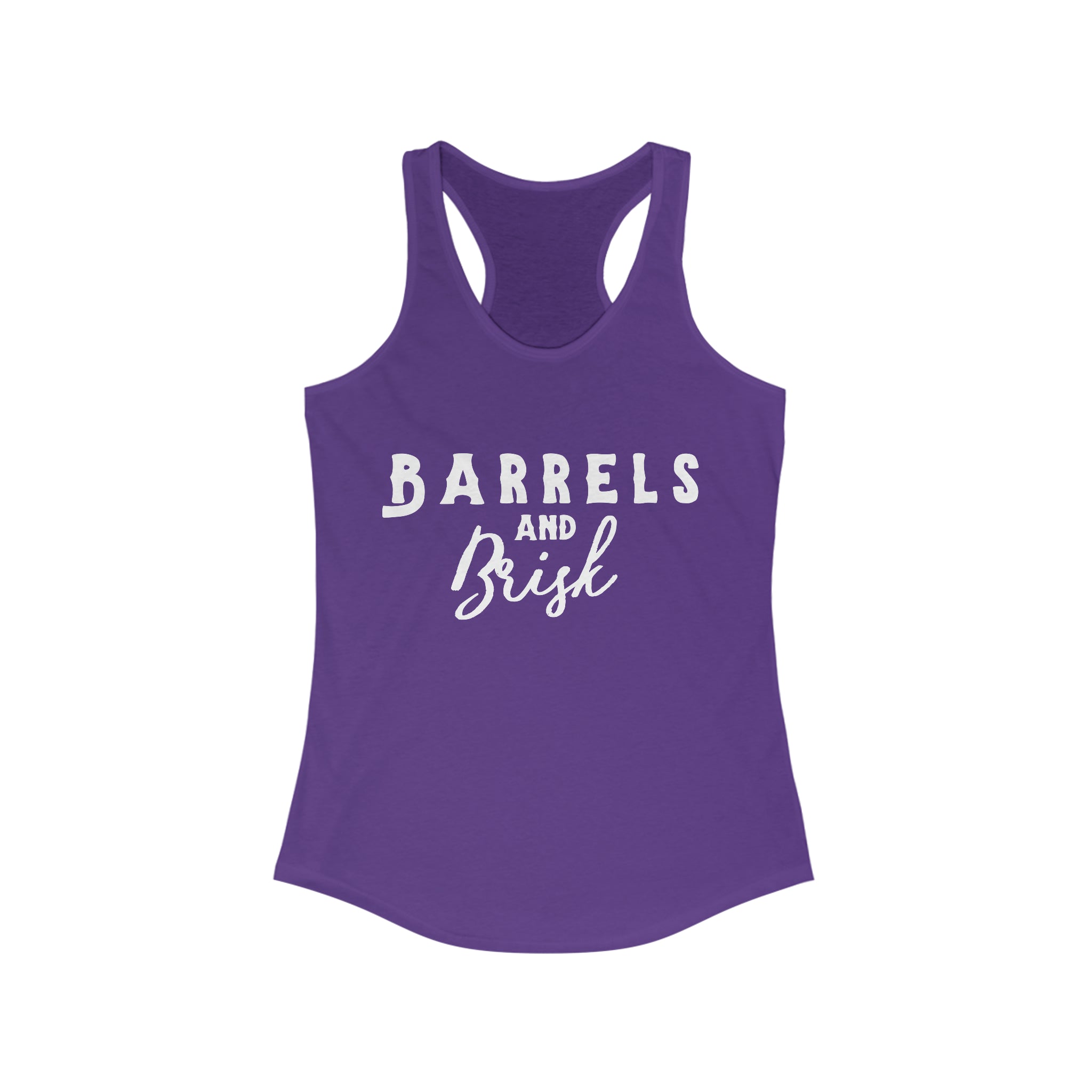 Barrels & Brisk Racerback Tank Horse Riding Discipline Tee Printify XS Solid Purple Rush