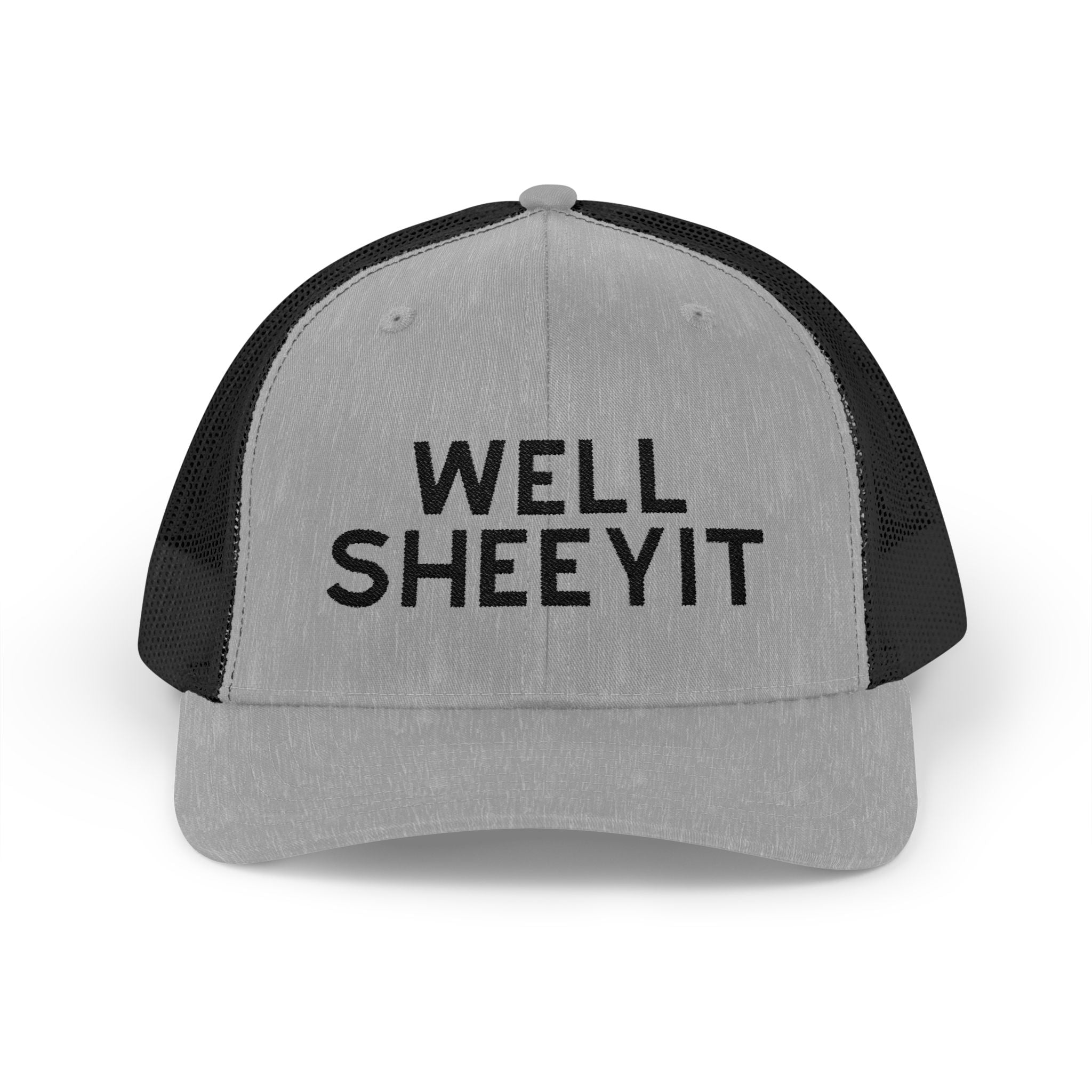 Well Sheeyit Trucker Hat Embroidered TCC Hat The Cinchy Cowgirl- Print Heather Grey / Black