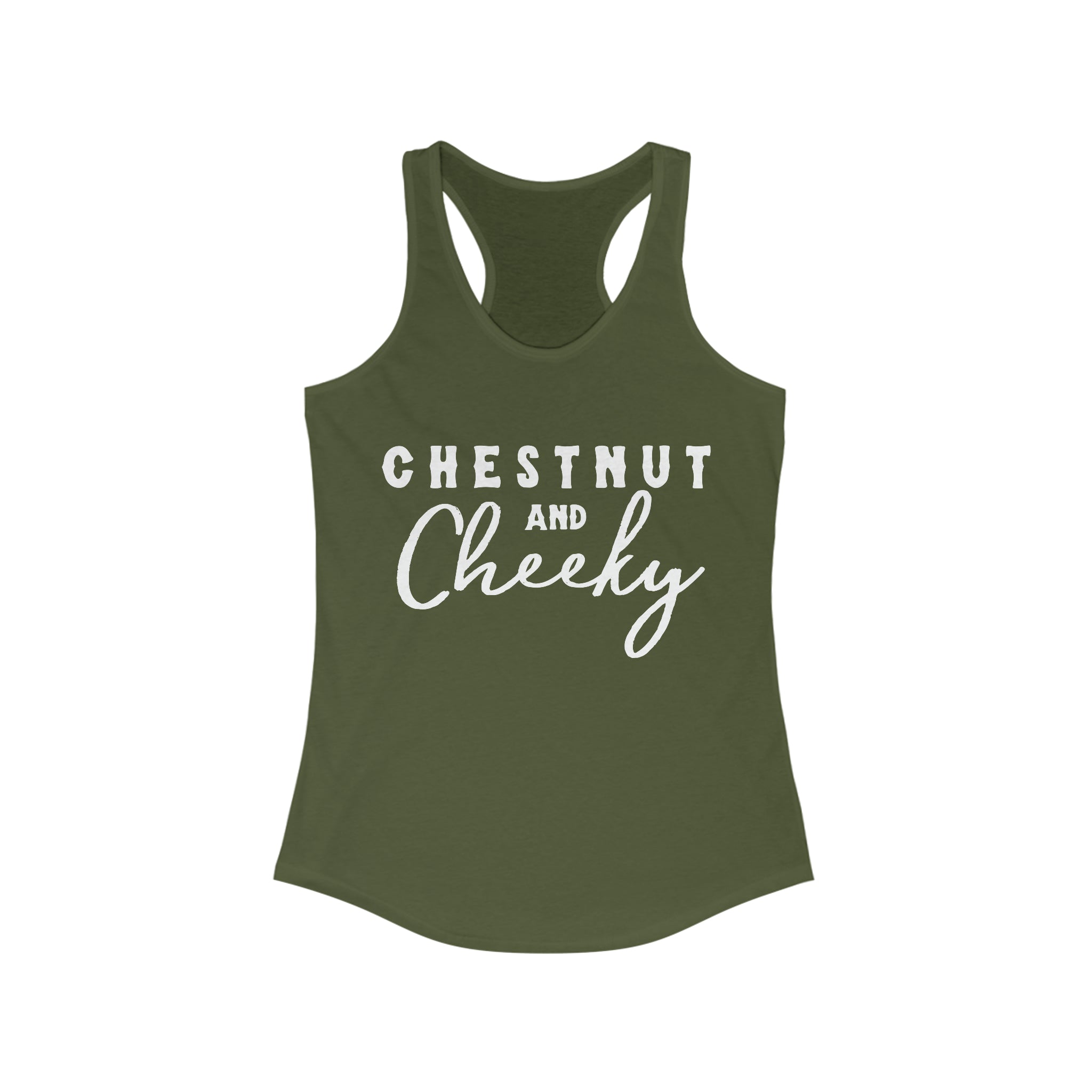 Chestnut & Cheeky Racerback Tank Horse Color Shirts Printify XS Solid Military Green