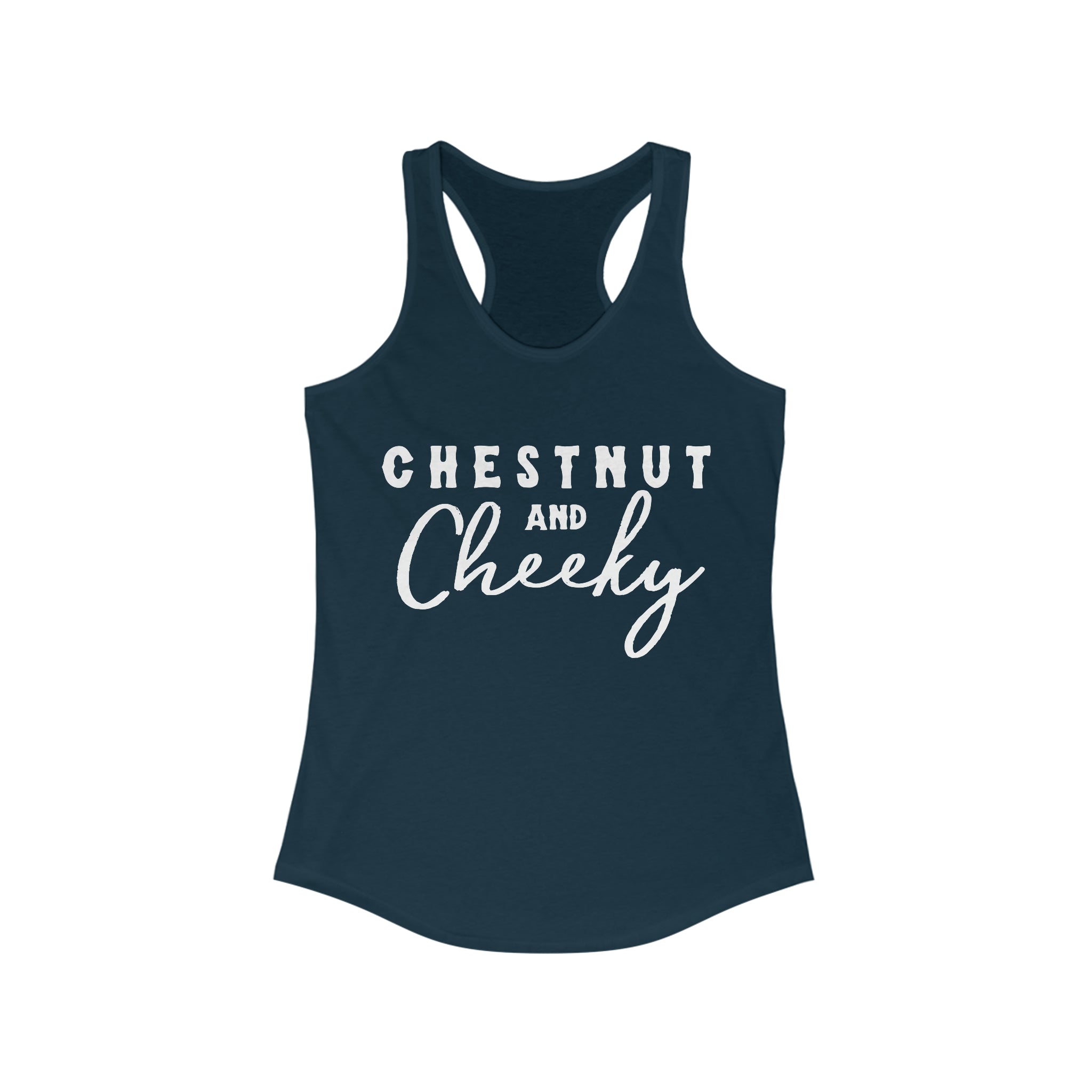 Chestnut & Cheeky Racerback Tank Horse Color Shirts Printify XS Solid Midnight Navy