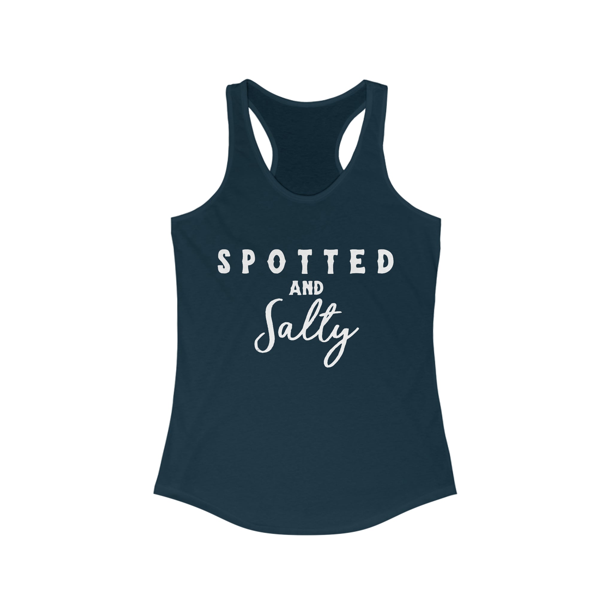 Spotted & Salty Racerback Tank Horse Color Shirts Printify XS Solid Midnight Navy