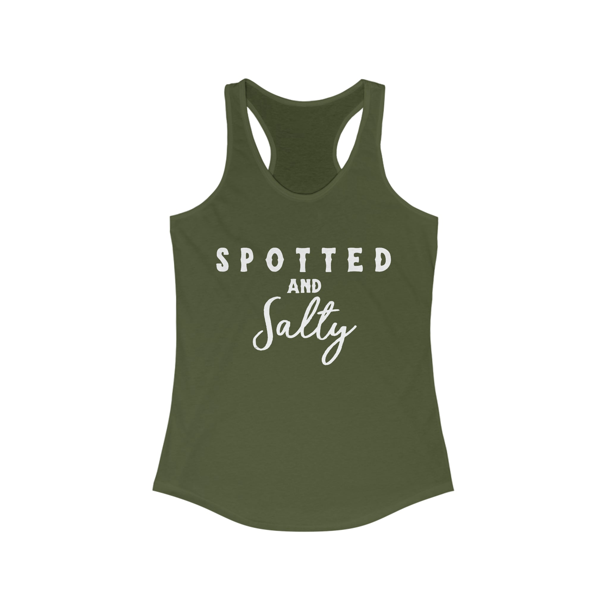 Spotted & Salty Racerback Tank Horse Color Shirts Printify XS Solid Military Green