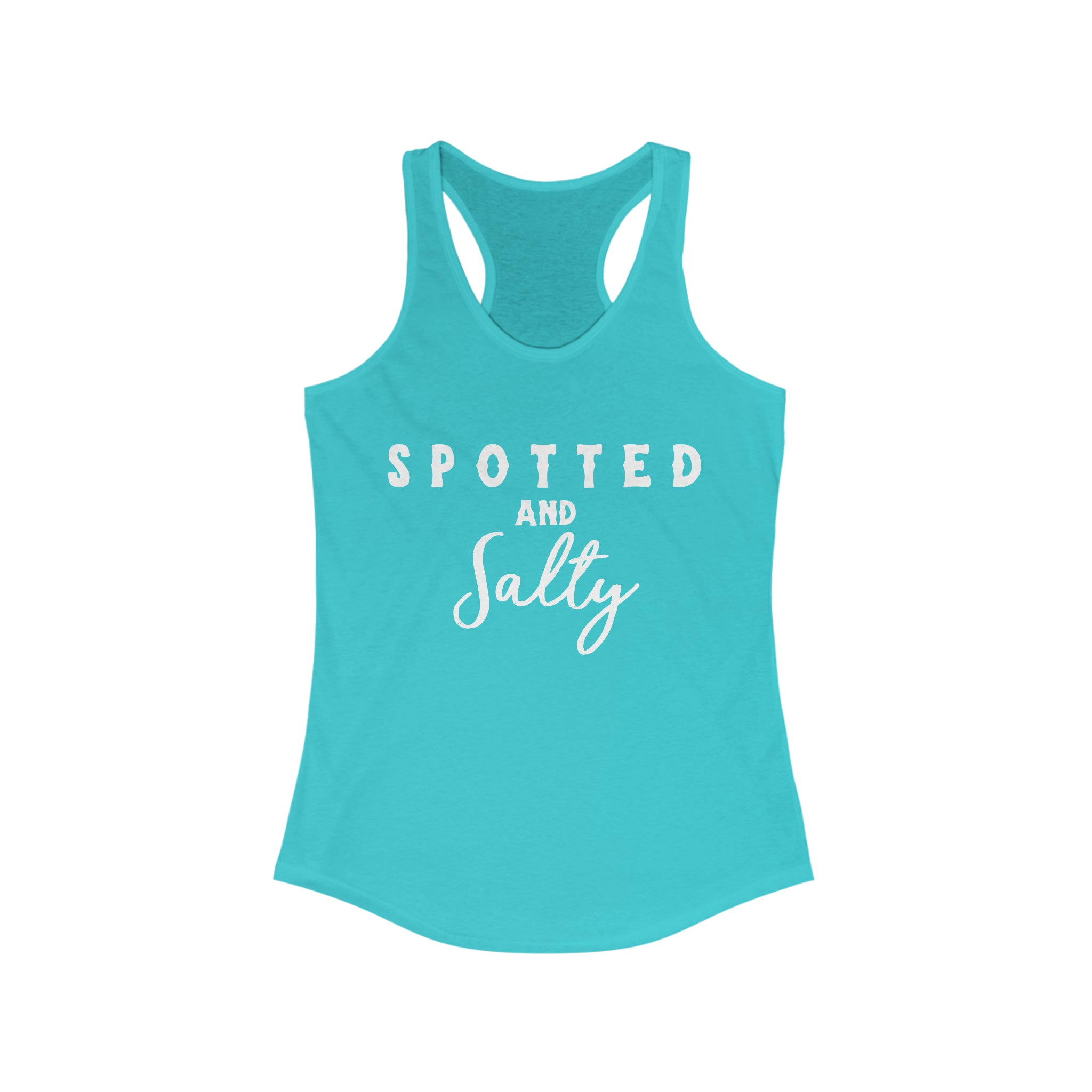 Spotted & Salty Racerback Tank Horse Color Shirts Printify XS Solid Tahiti Blue